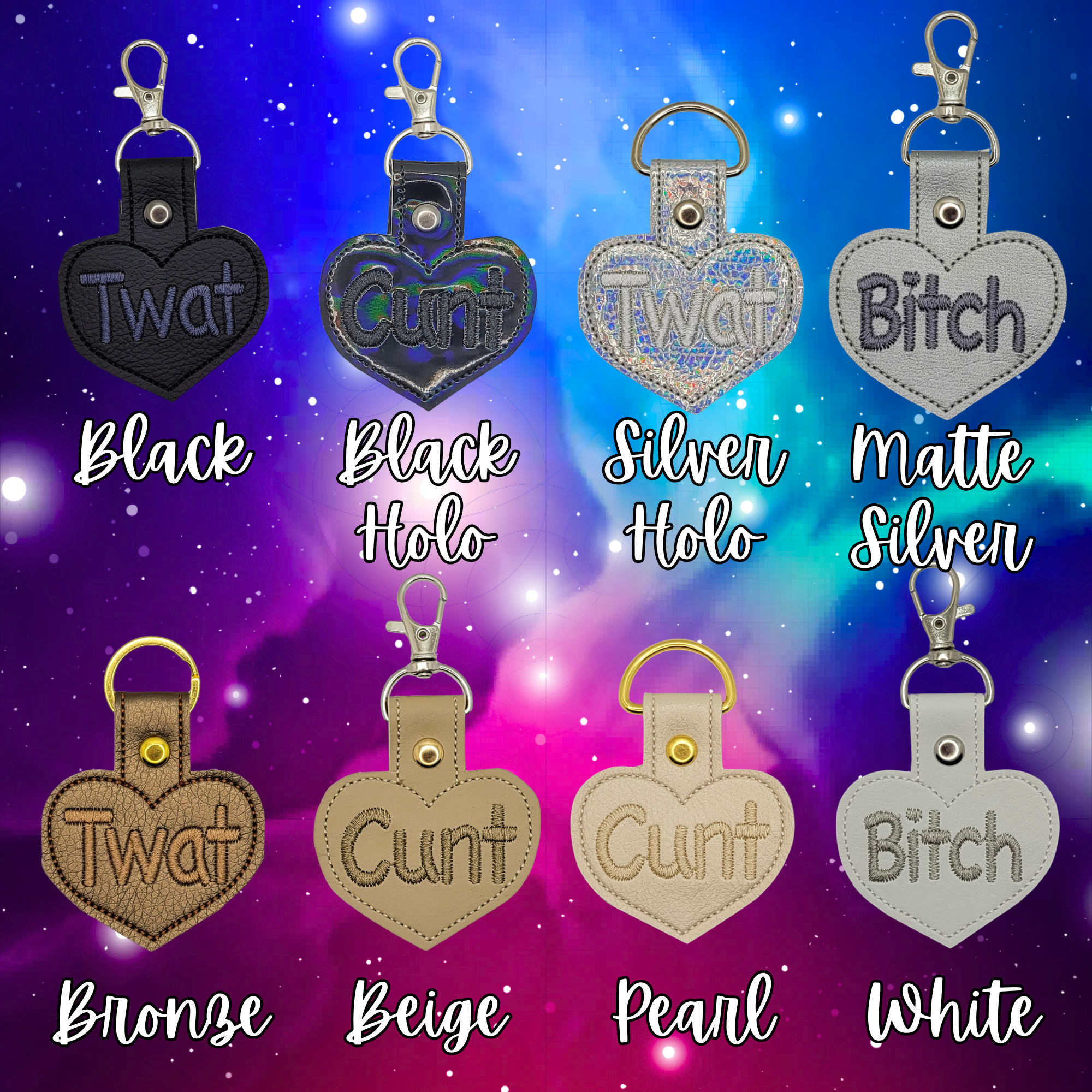 Bitch Heart Embroidered Vinyl Keychain