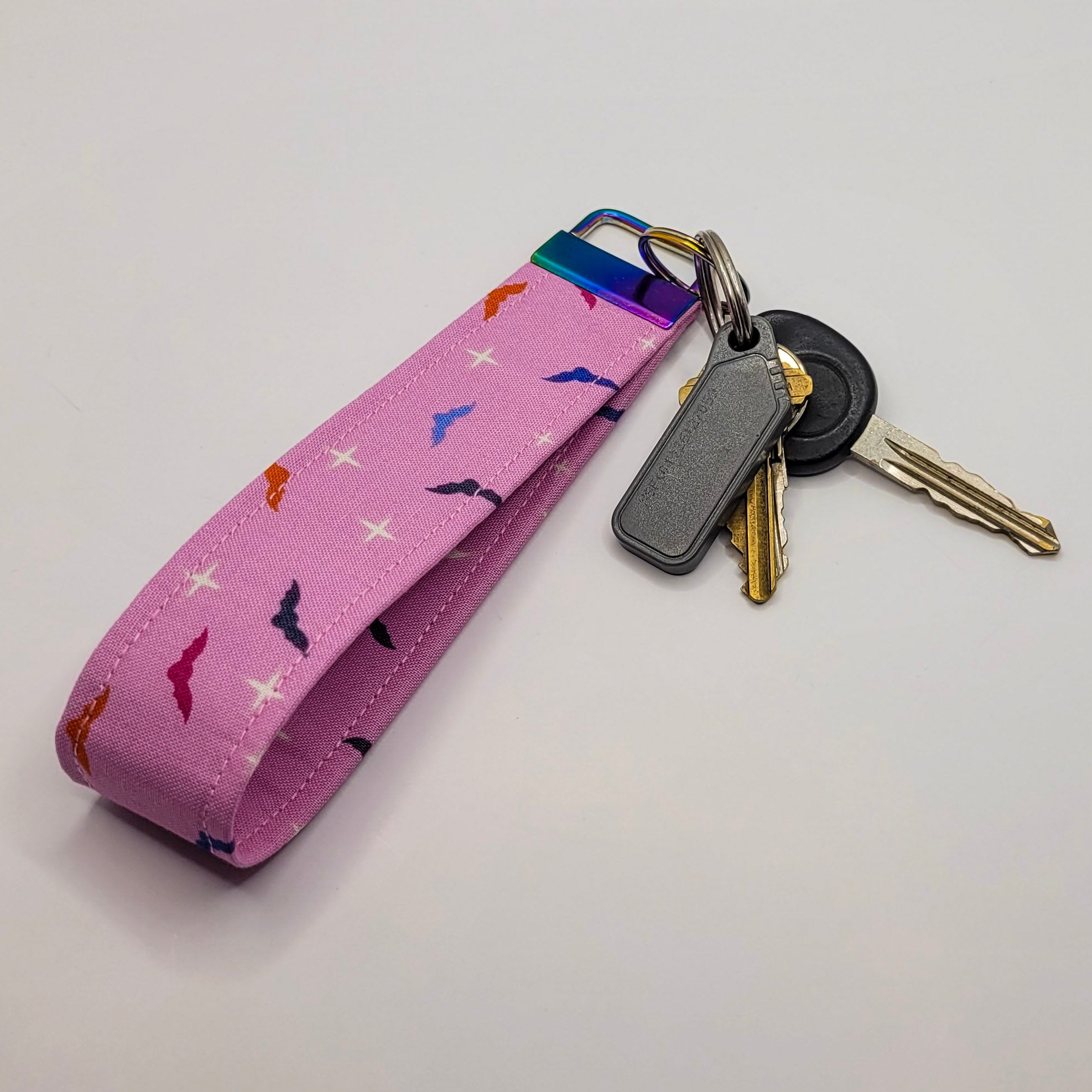 Pink Bats Wristlet Key Strap
