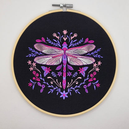 Pink Dragonfly Embroidered Wall Hanging