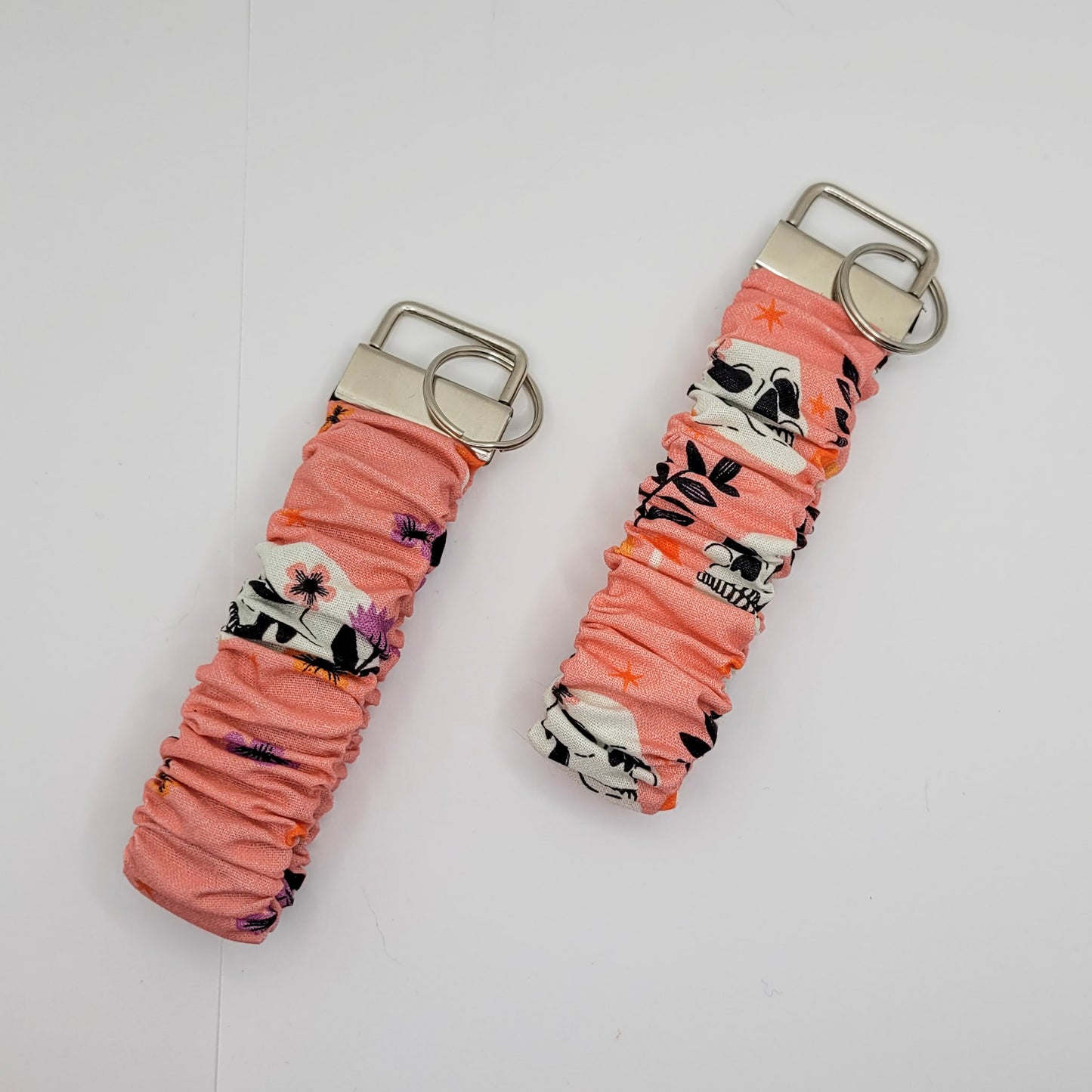 Pink Skulls Scrunchie Wristlet Keychain