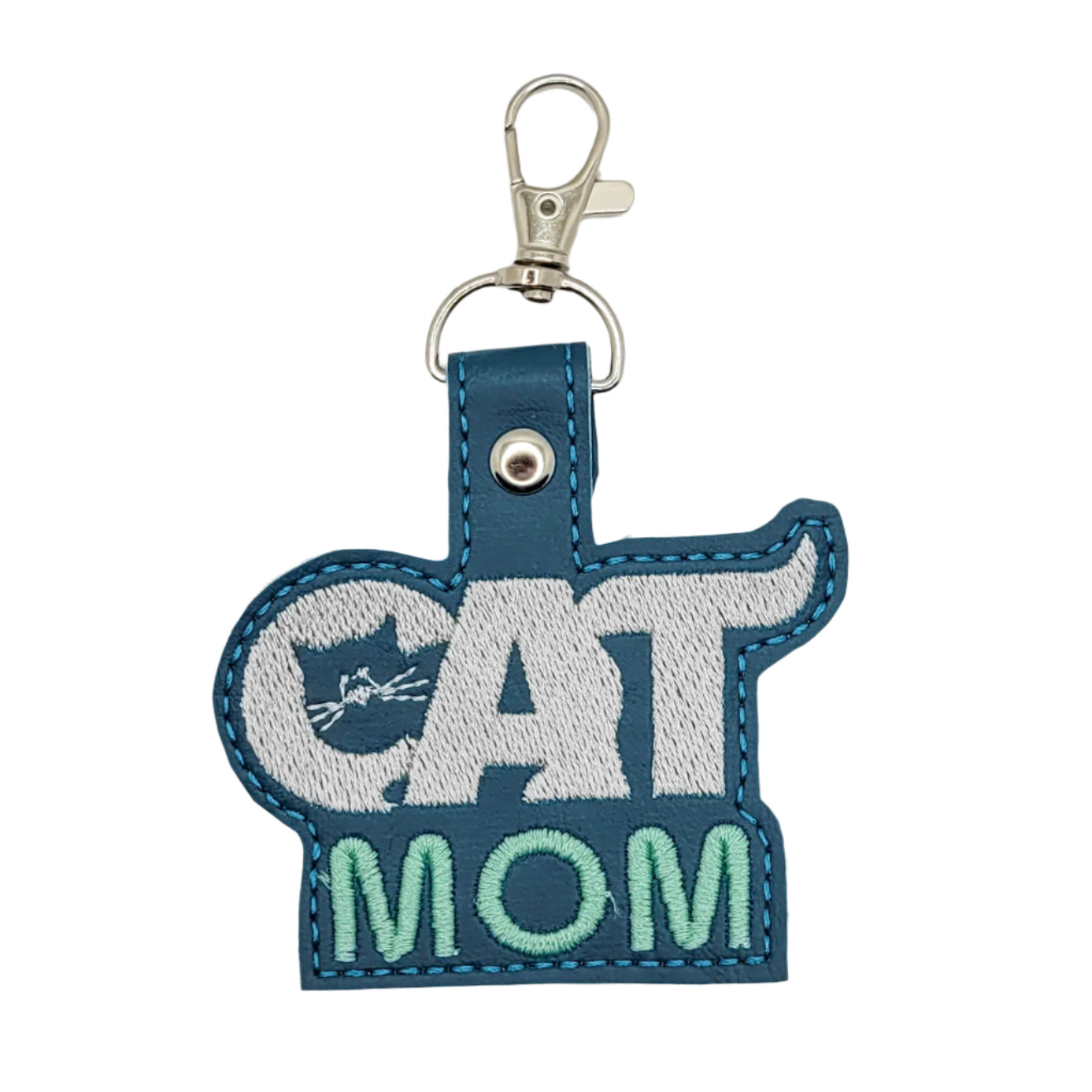 Cat Mom Vinyl Embroidered Keychain