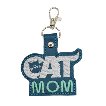 Cat Mom Vinyl Embroidered Keychain