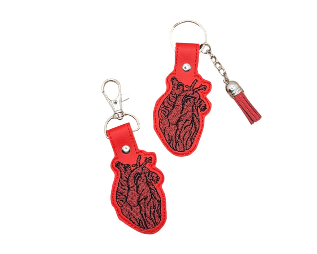 Realistic Heart Embroidered Vinyl Keychain