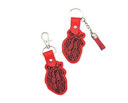 Realistic Heart Embroidered Vinyl Keychain