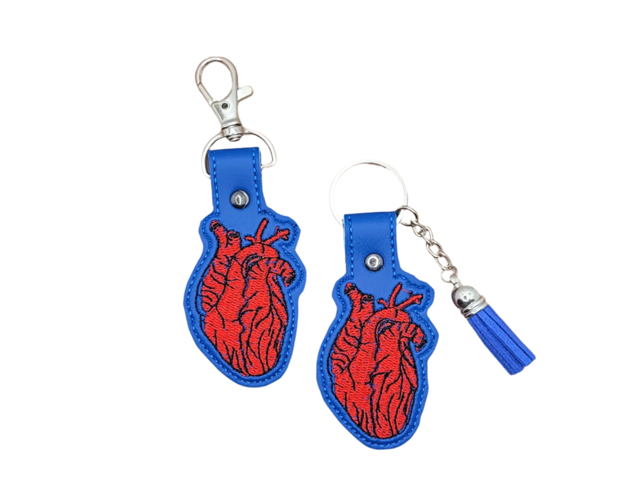 Realistic Heart Embroidered Vinyl Keychain