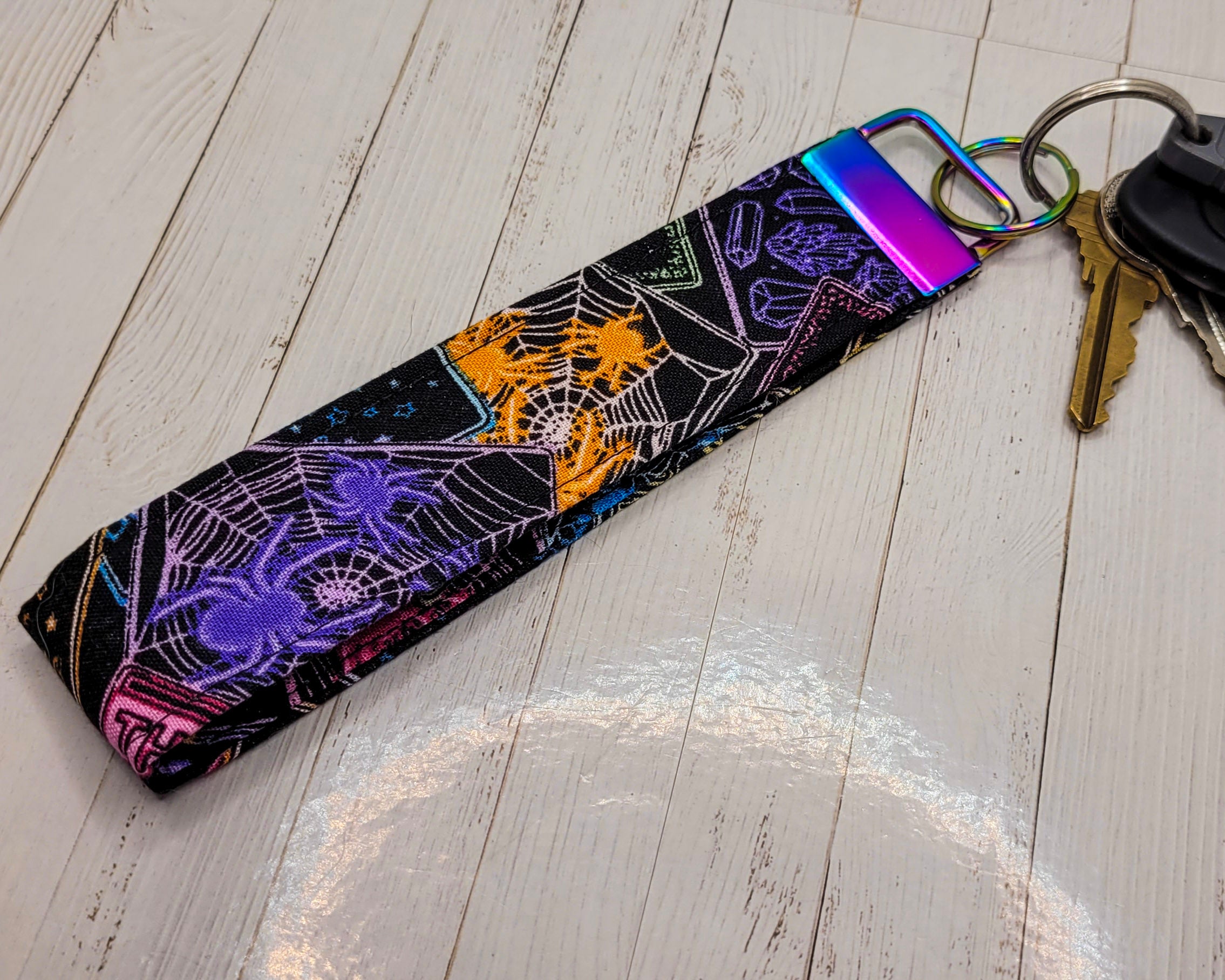 Neon Tarot Cards Wristlet Key Strap