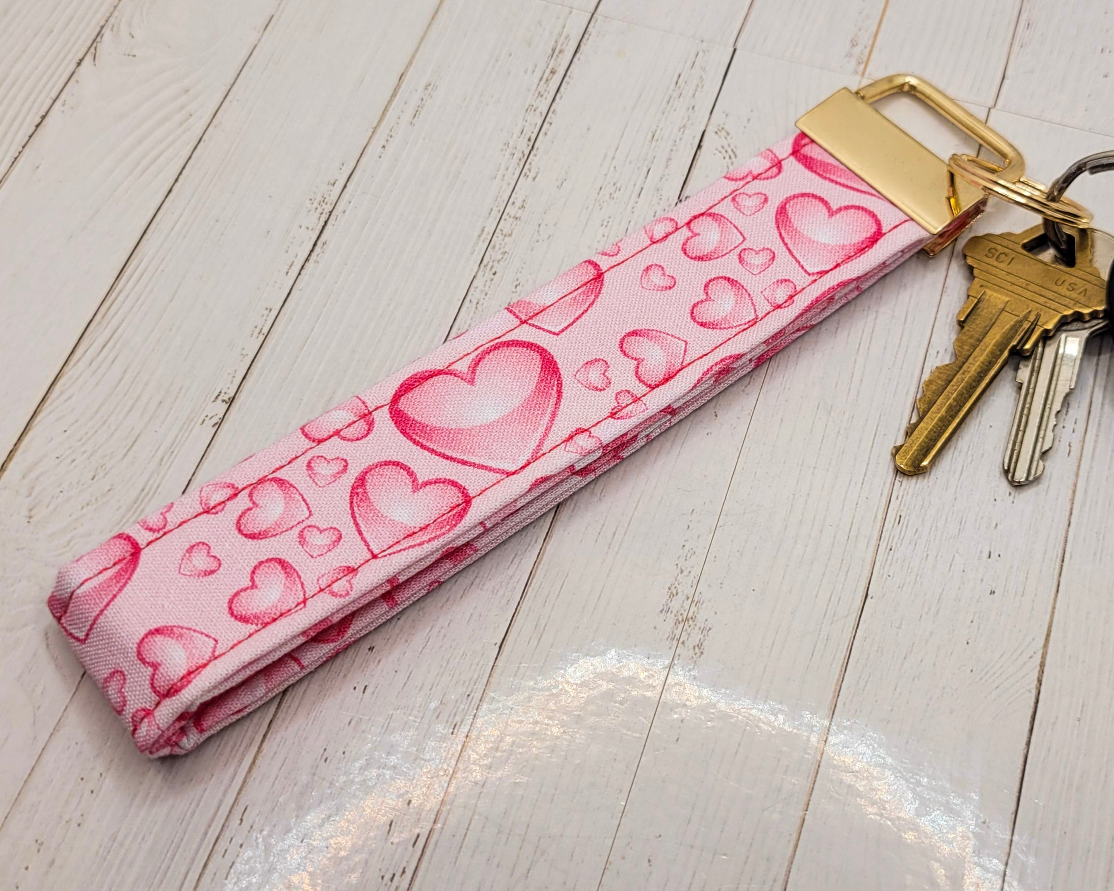 Bubble Hearts Wristlet Key Strap