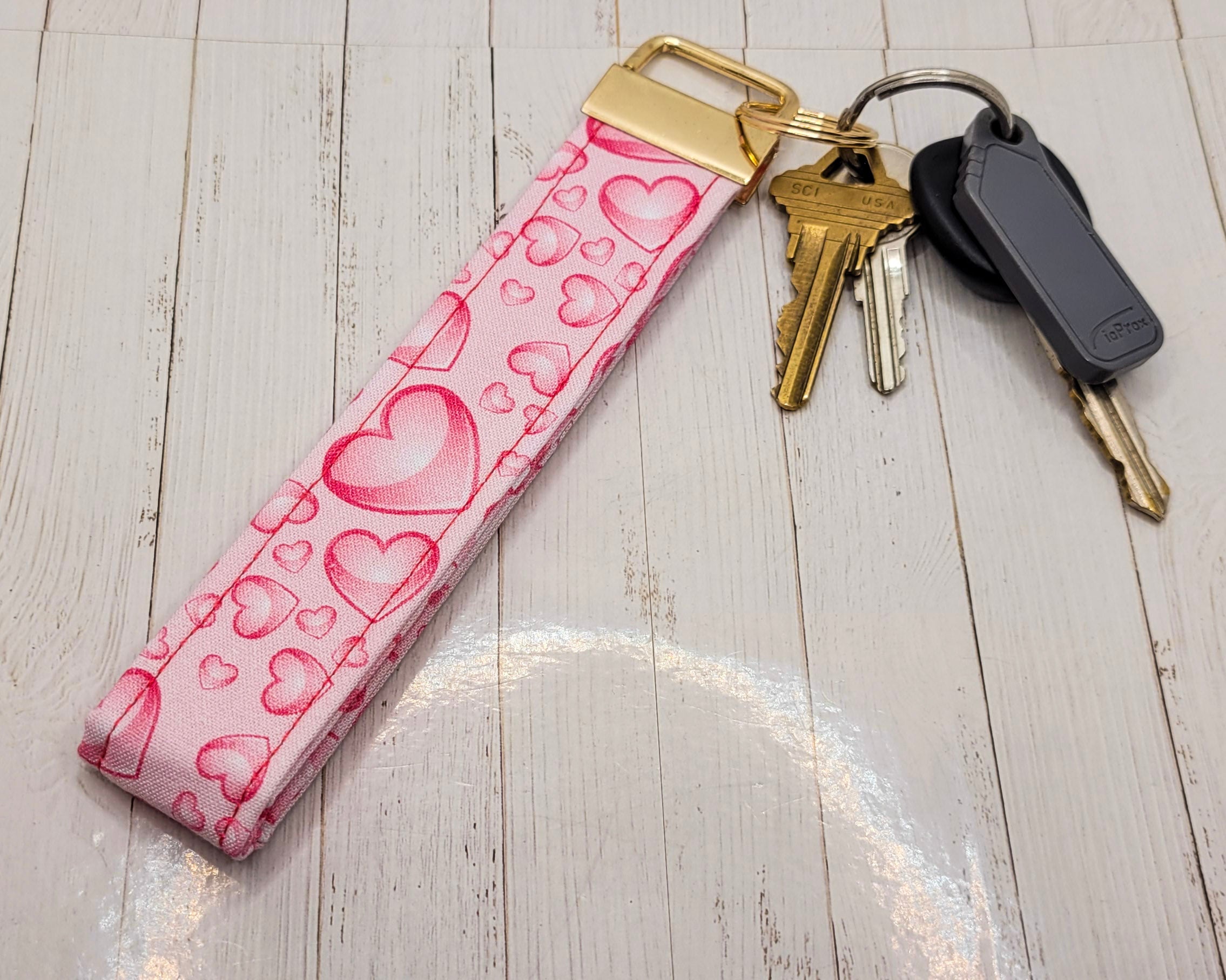 Bubble Hearts Wristlet Key Strap