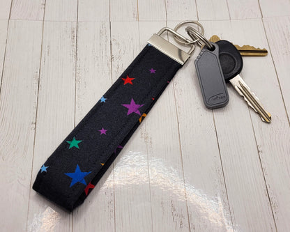 Rainbow Stars Wristlet Key Strap