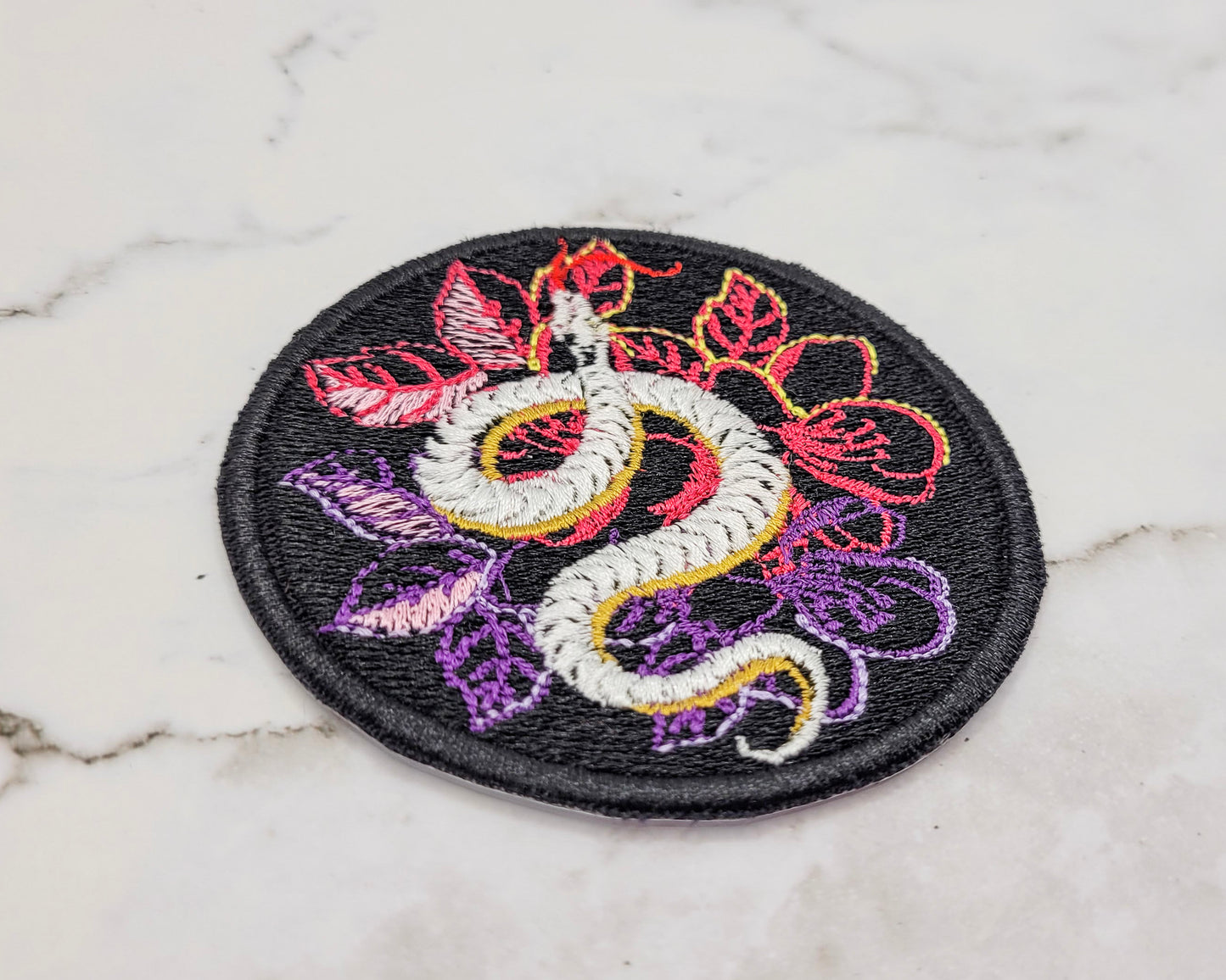 White Snake Embroidered Patch