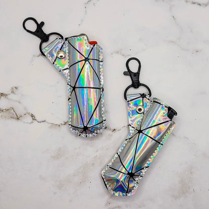 Silver Holographic Vape & Lighter Case Set