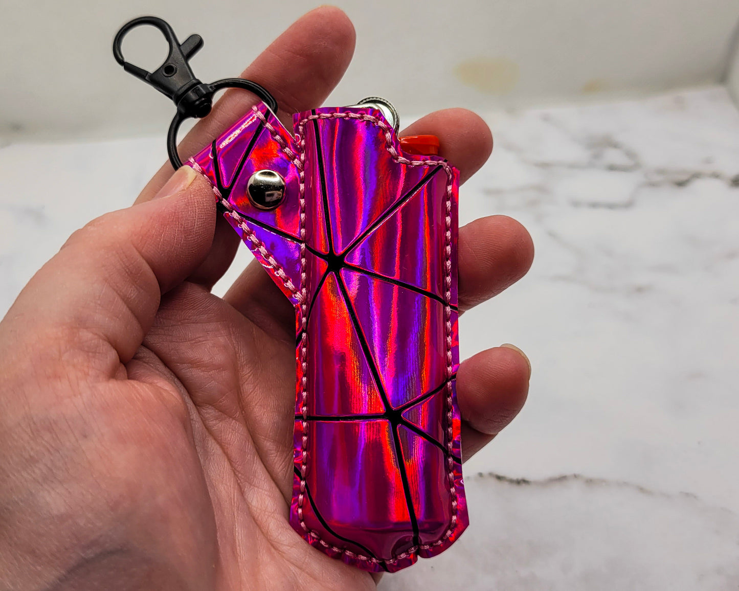 Pink Holographic Vape & Lighter Case Set