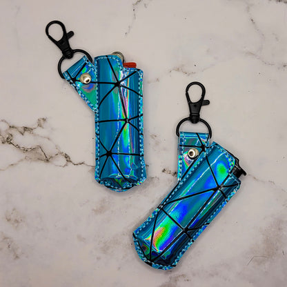 Blue Holographic Vape & Lighter Case Set