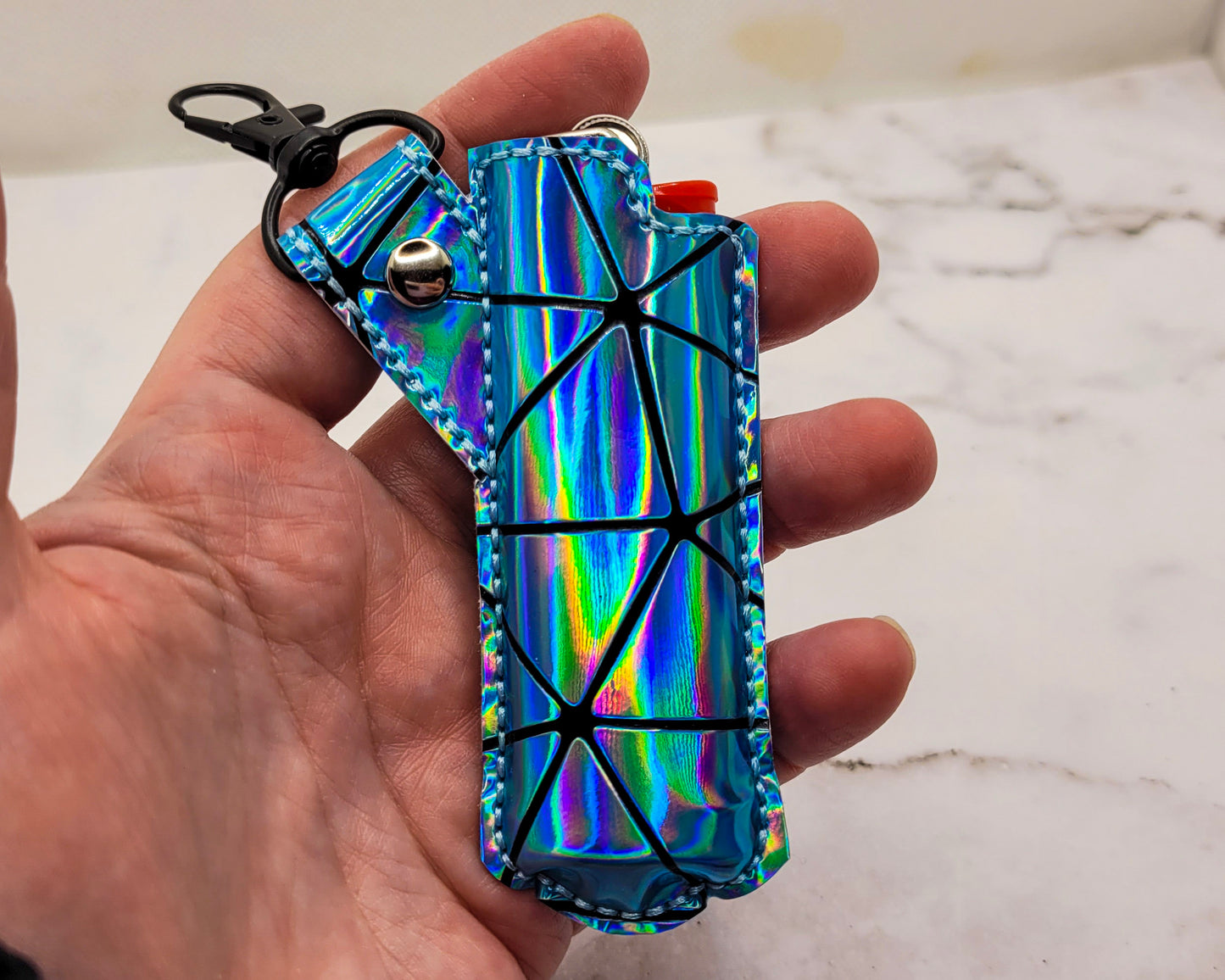 Blue Holographic Vape & Lighter Case Set