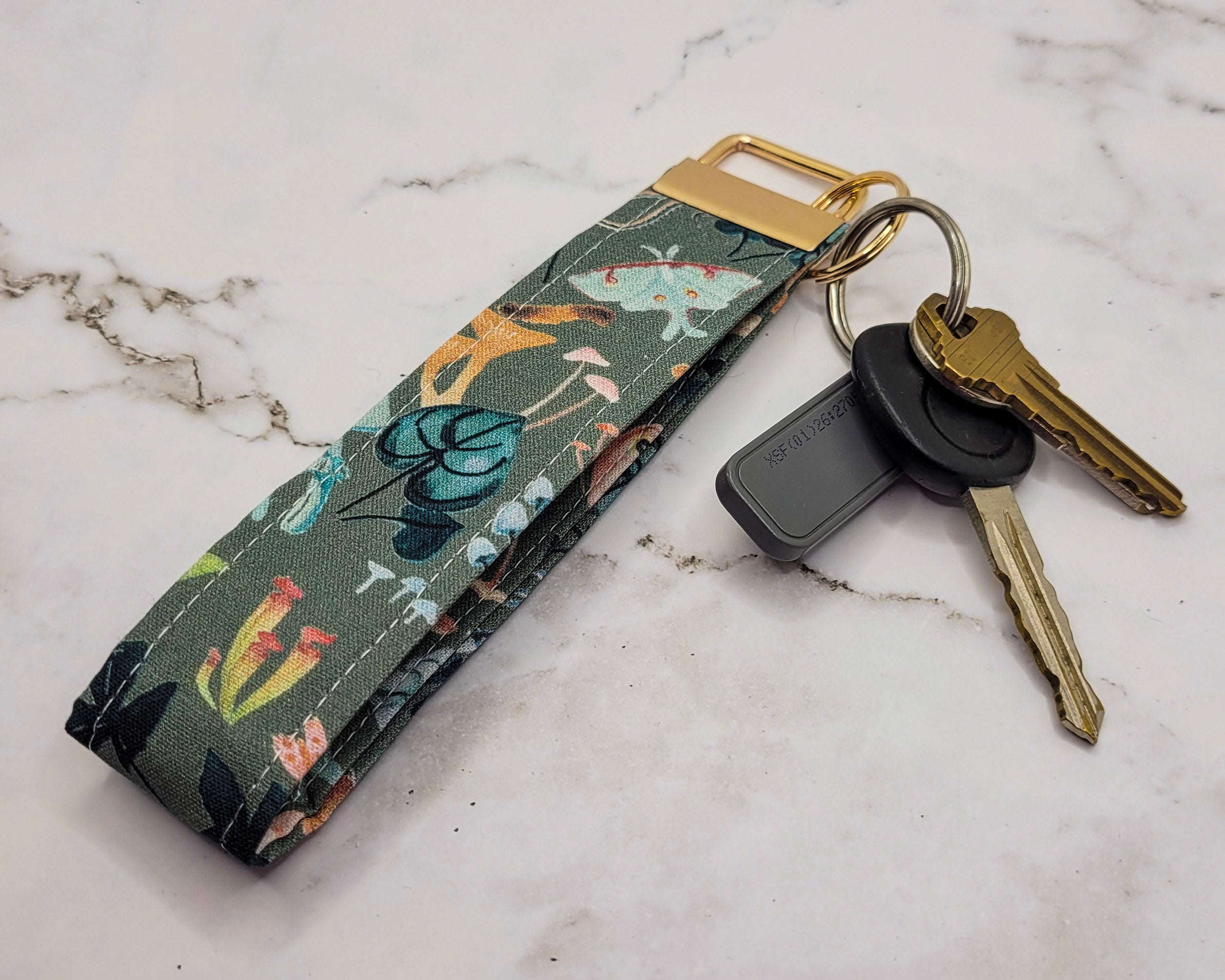 Mushroom Garden Wristlet Key Strap