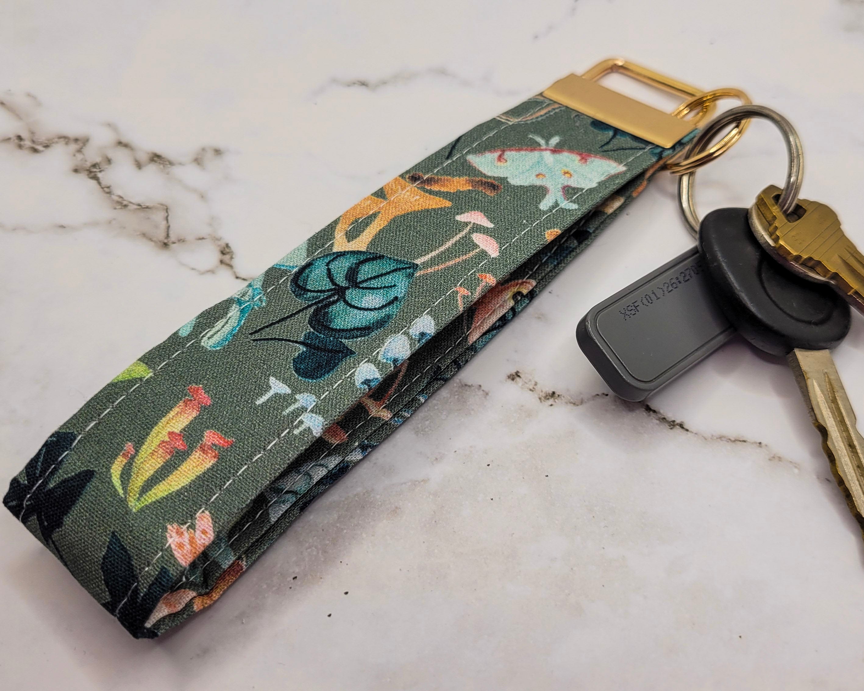 Mushroom Garden Wristlet Key Strap