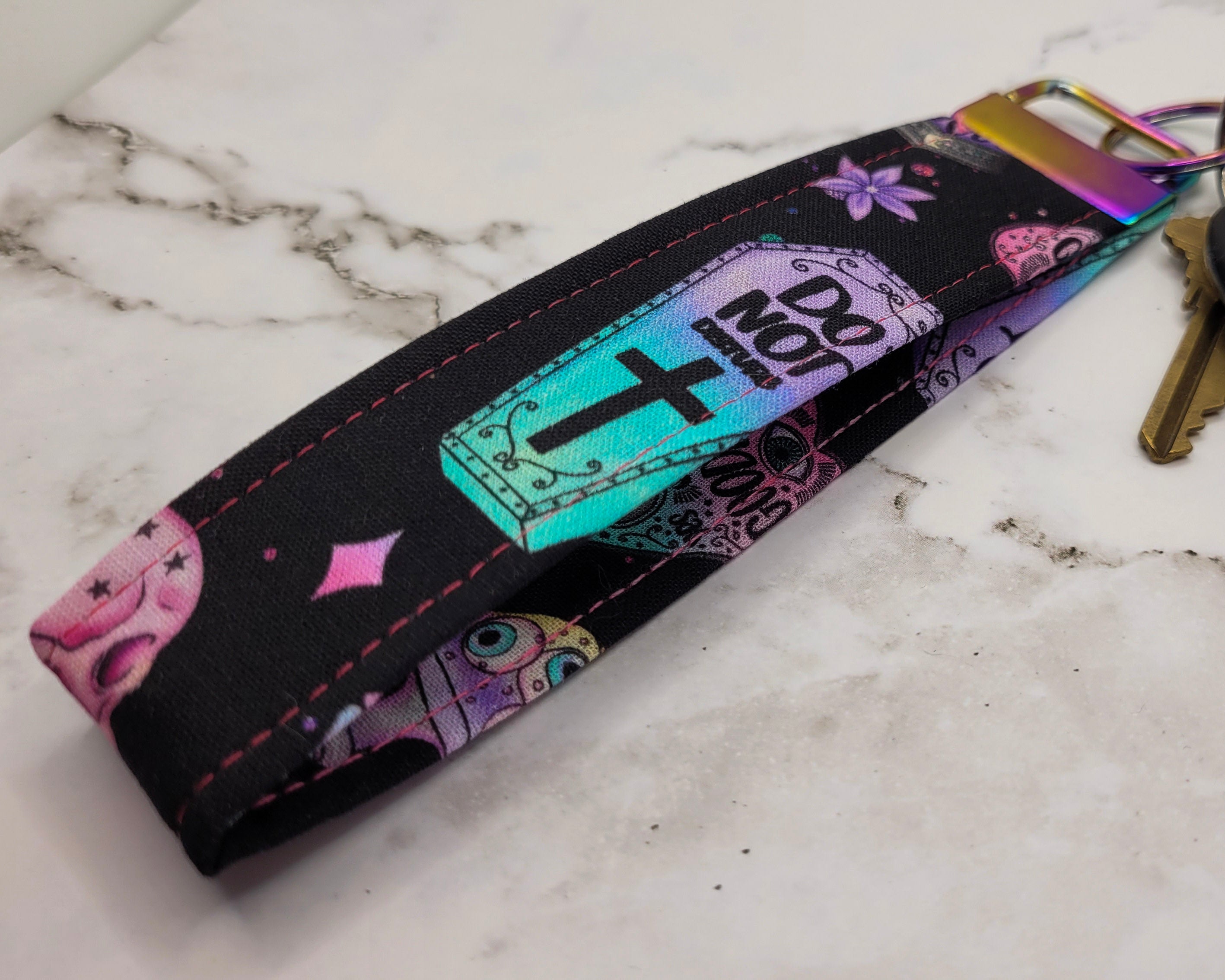 Pastel Goth Wristlet Key Strap
