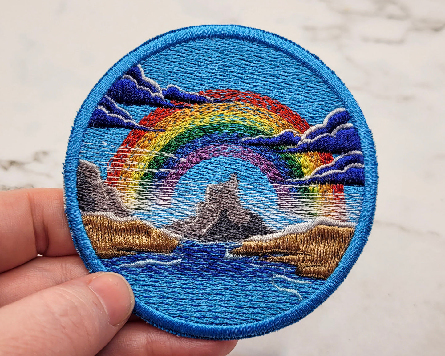 Mountain Lake Rainbow Embroidered Patch