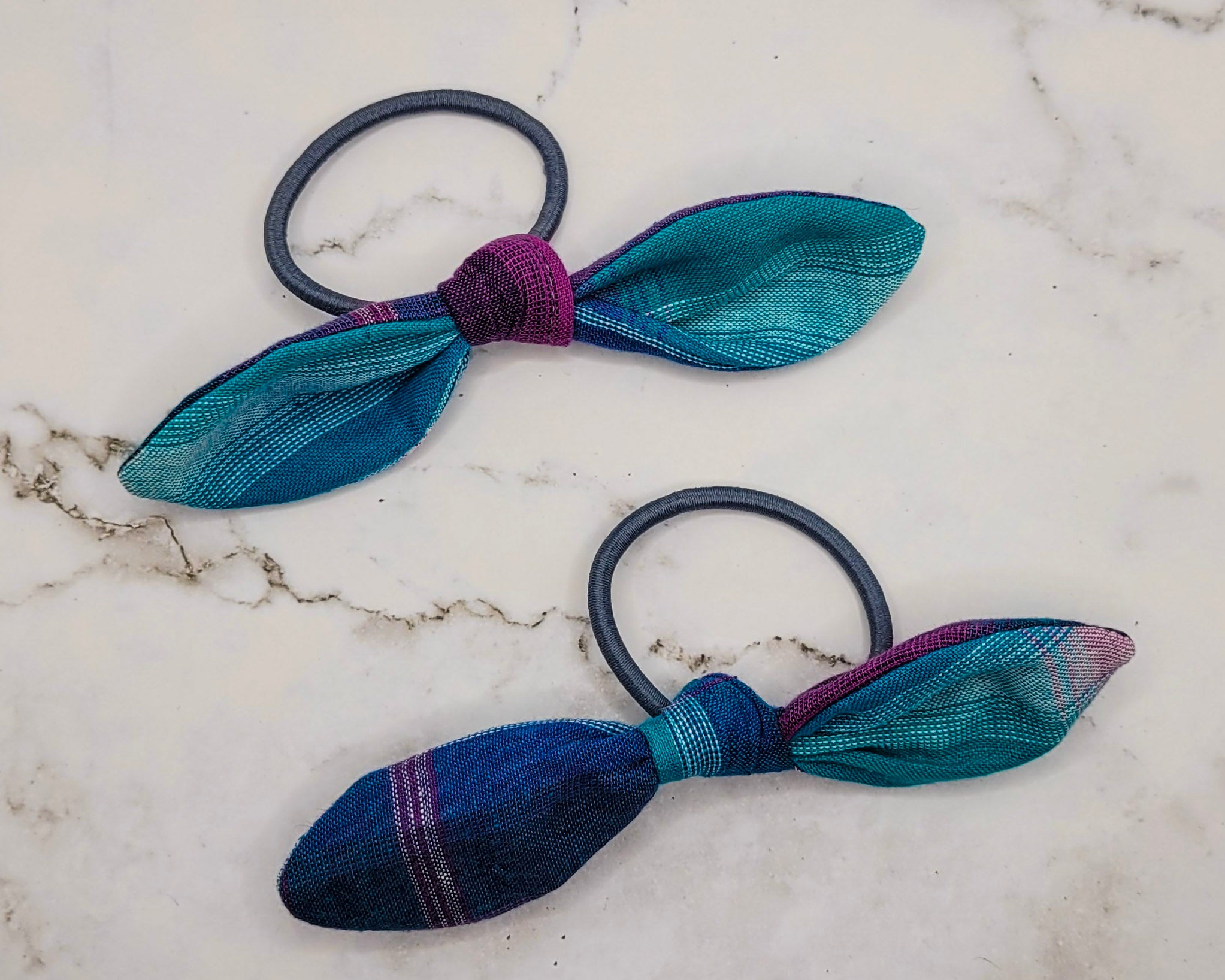 Peacock Plaid Knot Bow Hair Elastic