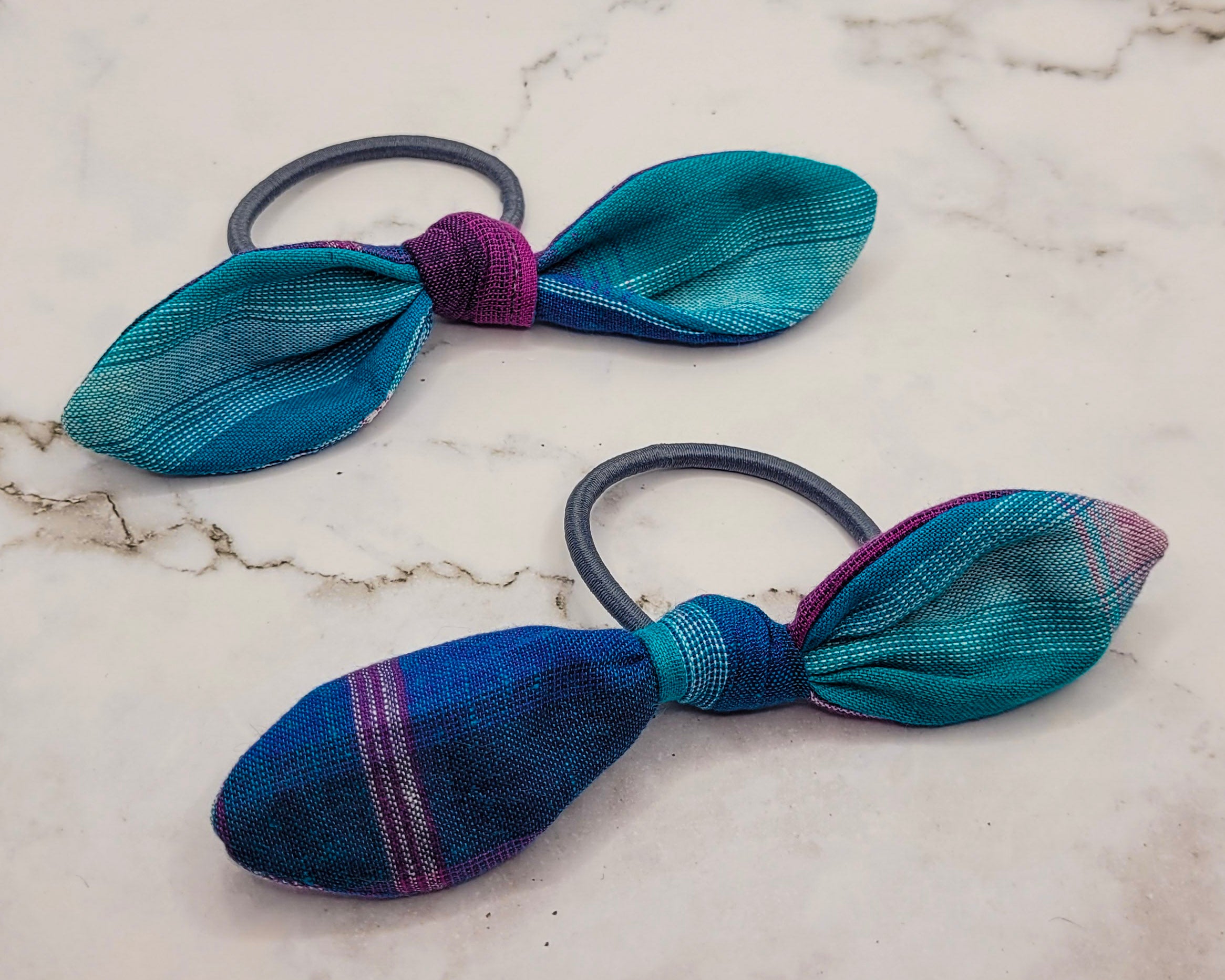 Peacock Plaid Knot Bow Hair Elastic