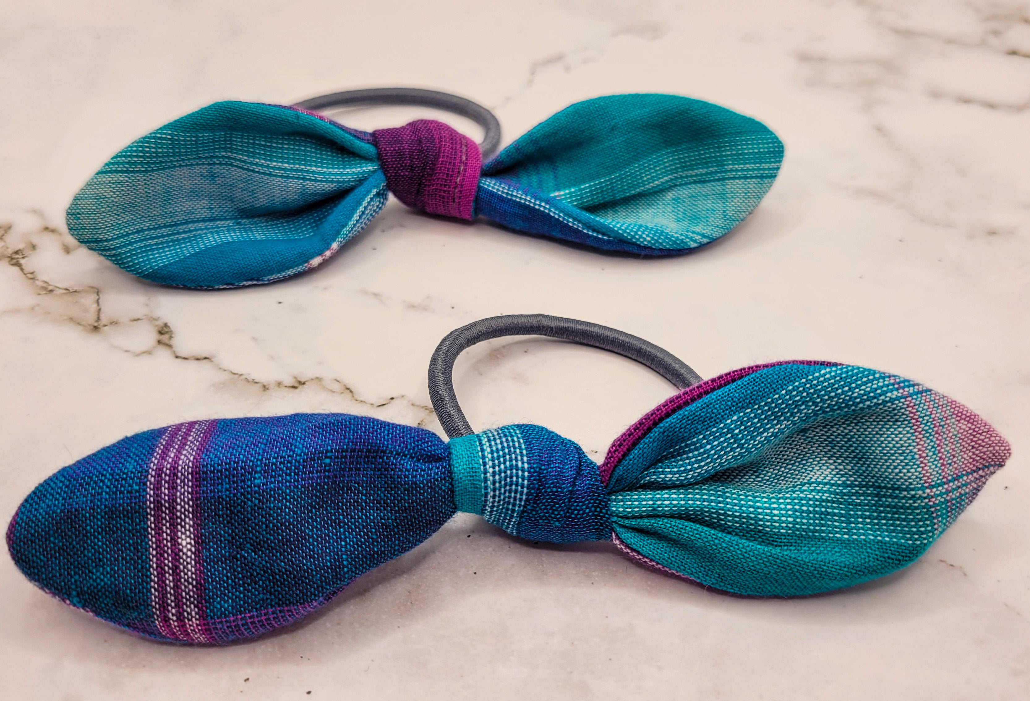 Peacock Plaid Knot Bow Hair Elastic