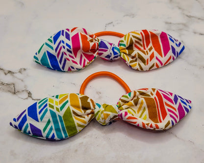 Rainbow Chevrons Knot Bow Hair Elastic