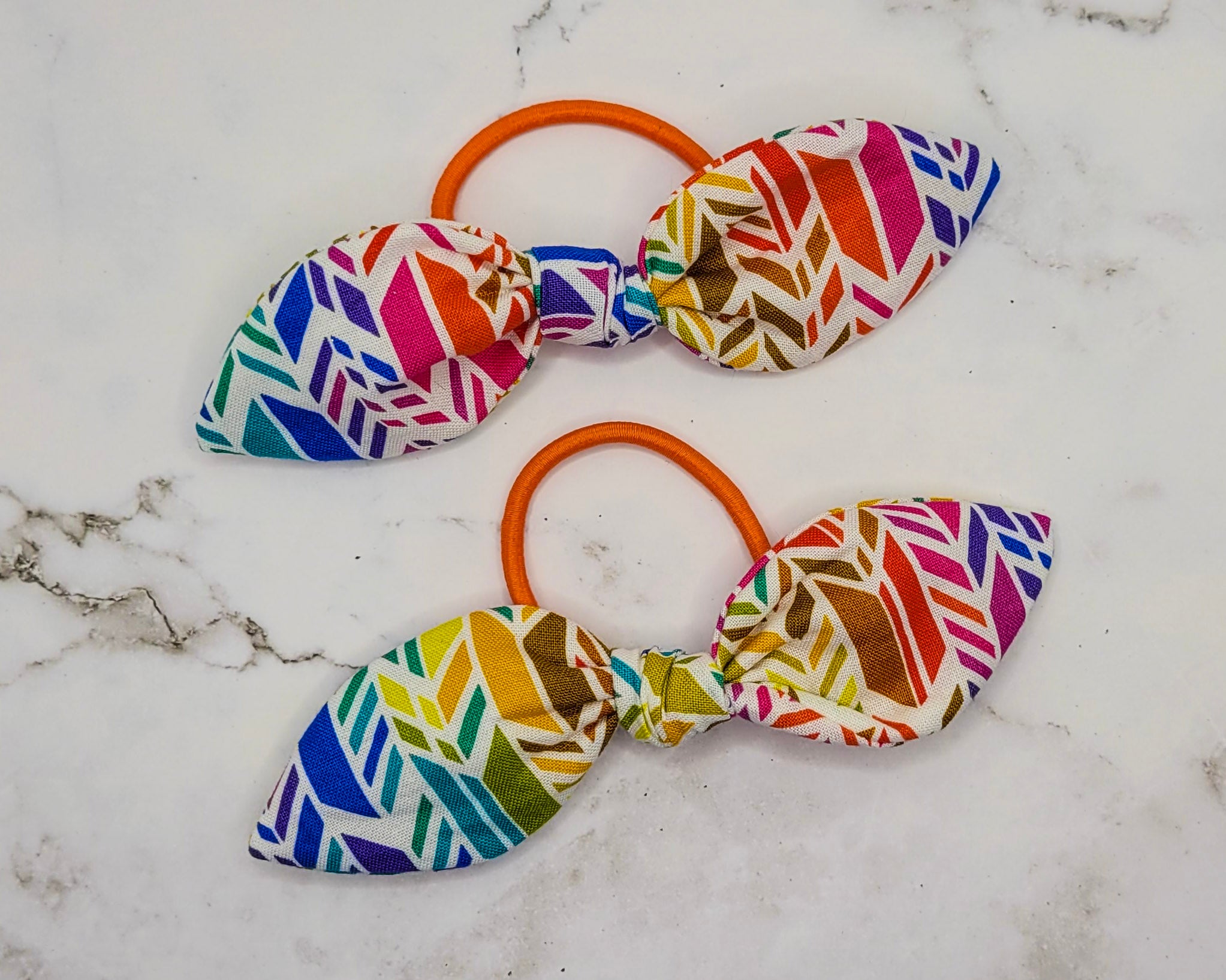 Rainbow Chevrons Knot Bow Hair Elastic
