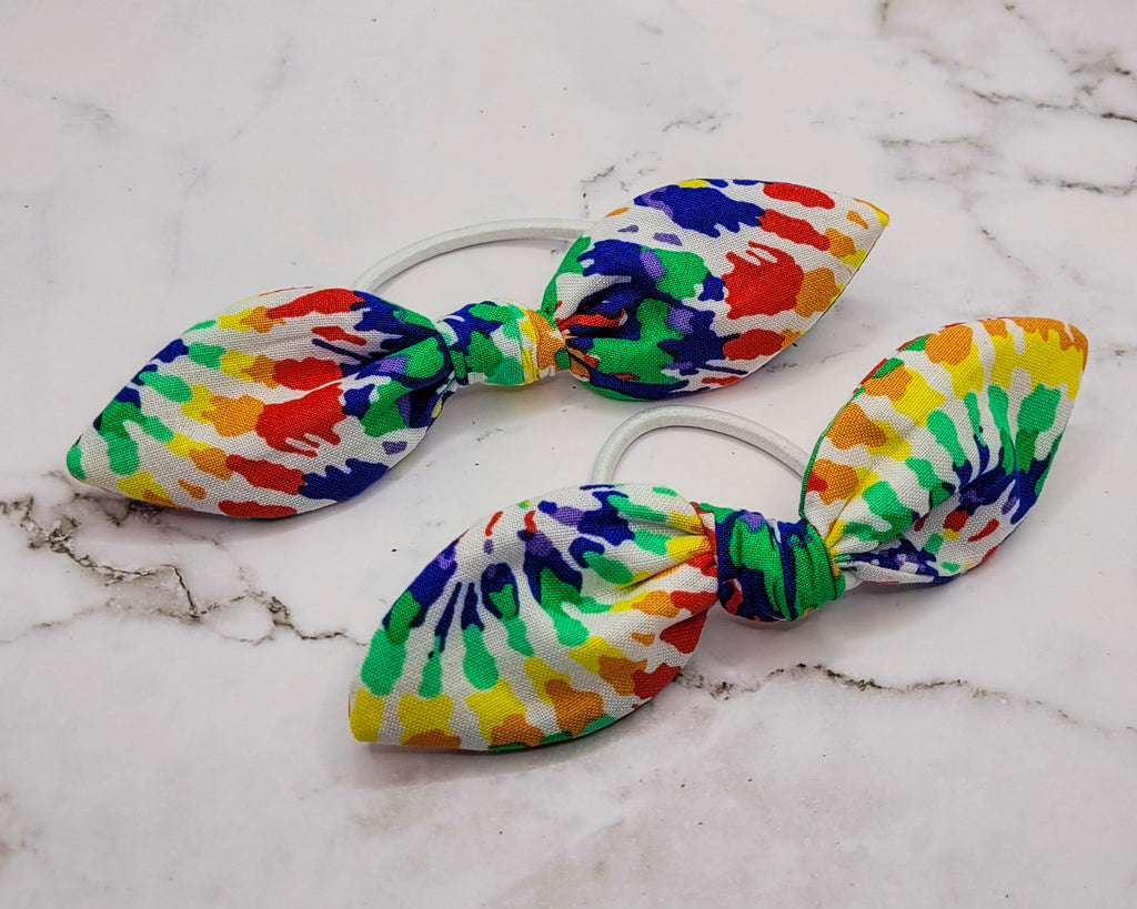 Rainbow Tie-Dye Knot Bow Hair Elastic