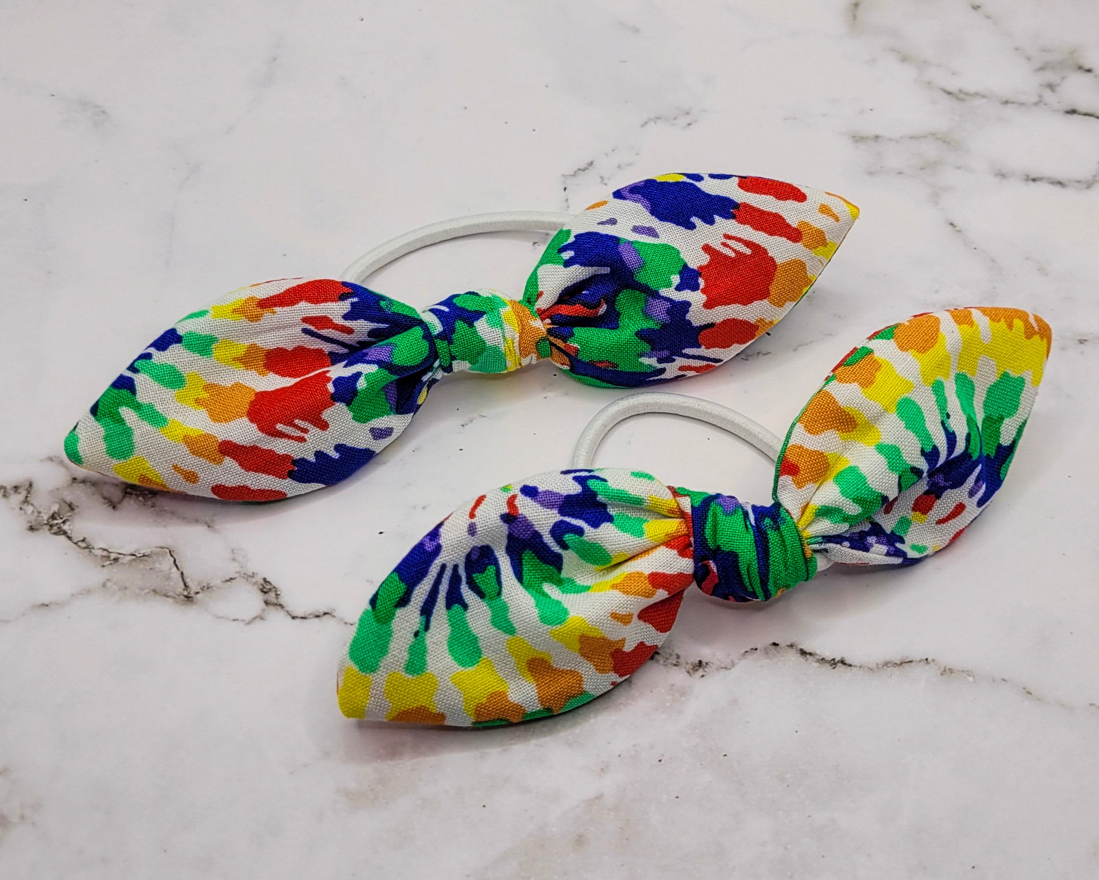 Rainbow Tie-Dye Knot Bow Hair Elastic