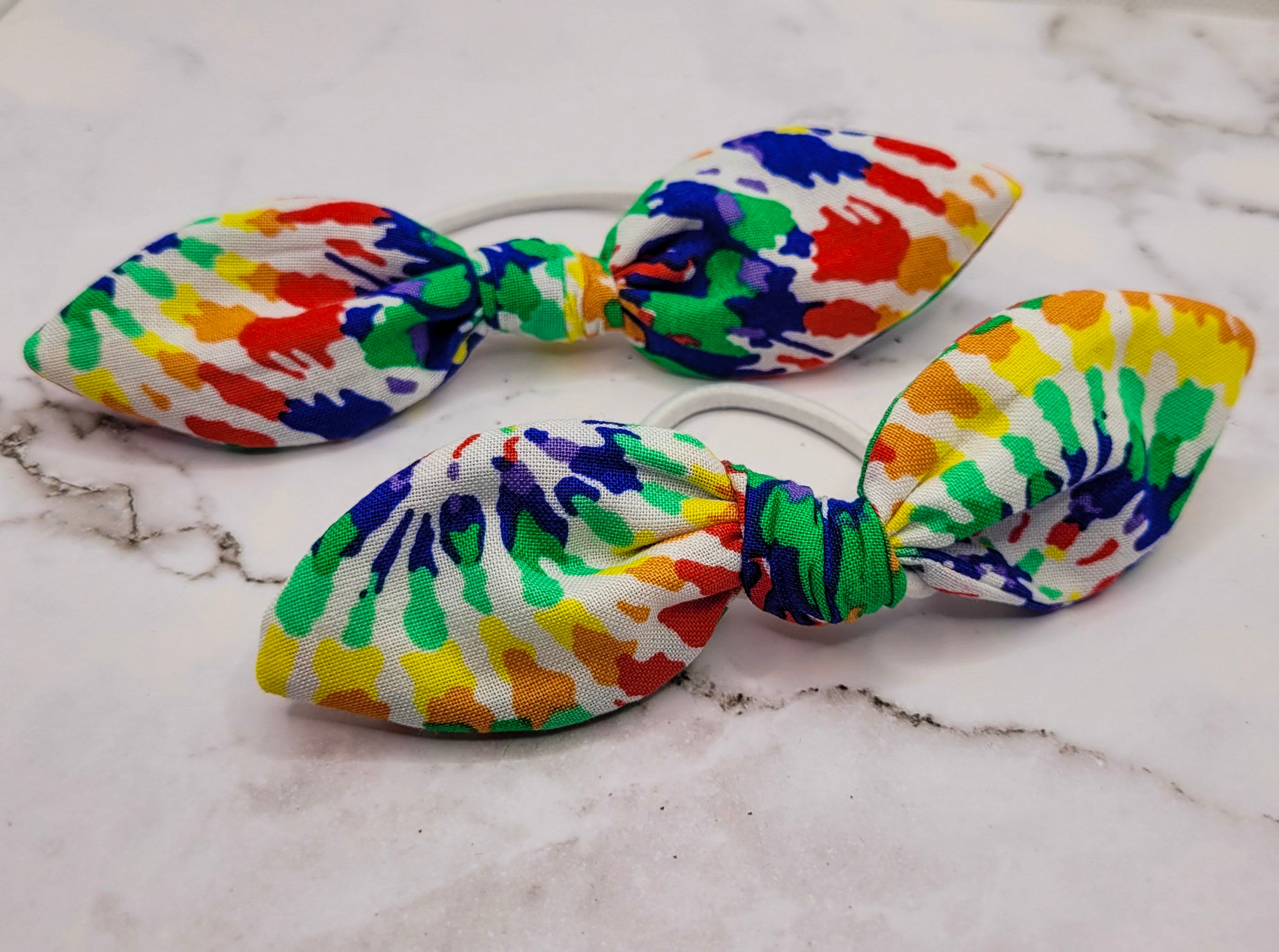 Rainbow Tie-Dye Knot Bow Hair Elastic