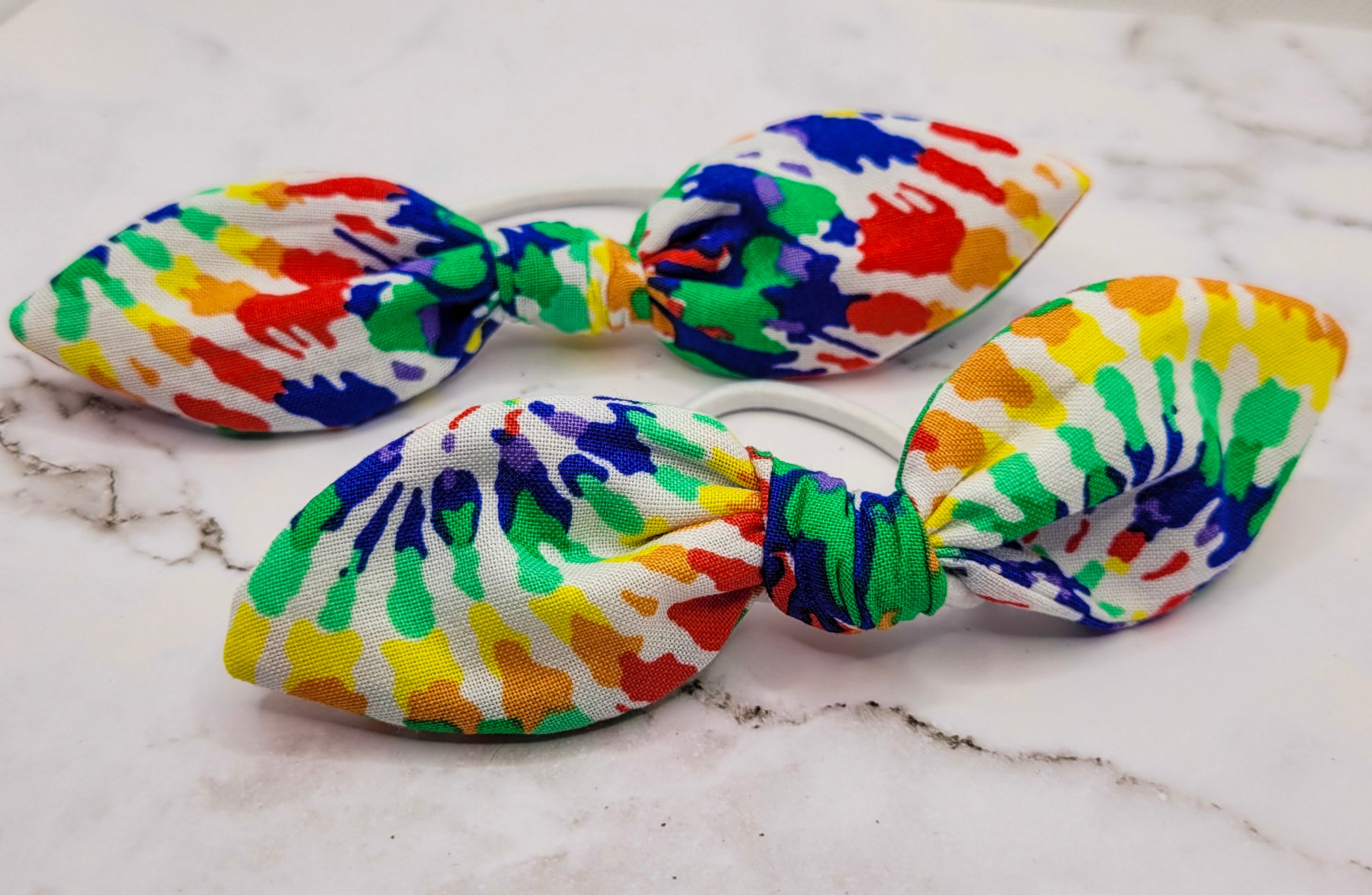 Rainbow Tie-Dye Knot Bow Hair Elastic