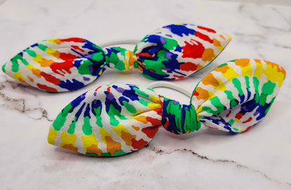 Rainbow Tie-Dye Knot Bow Hair Elastic