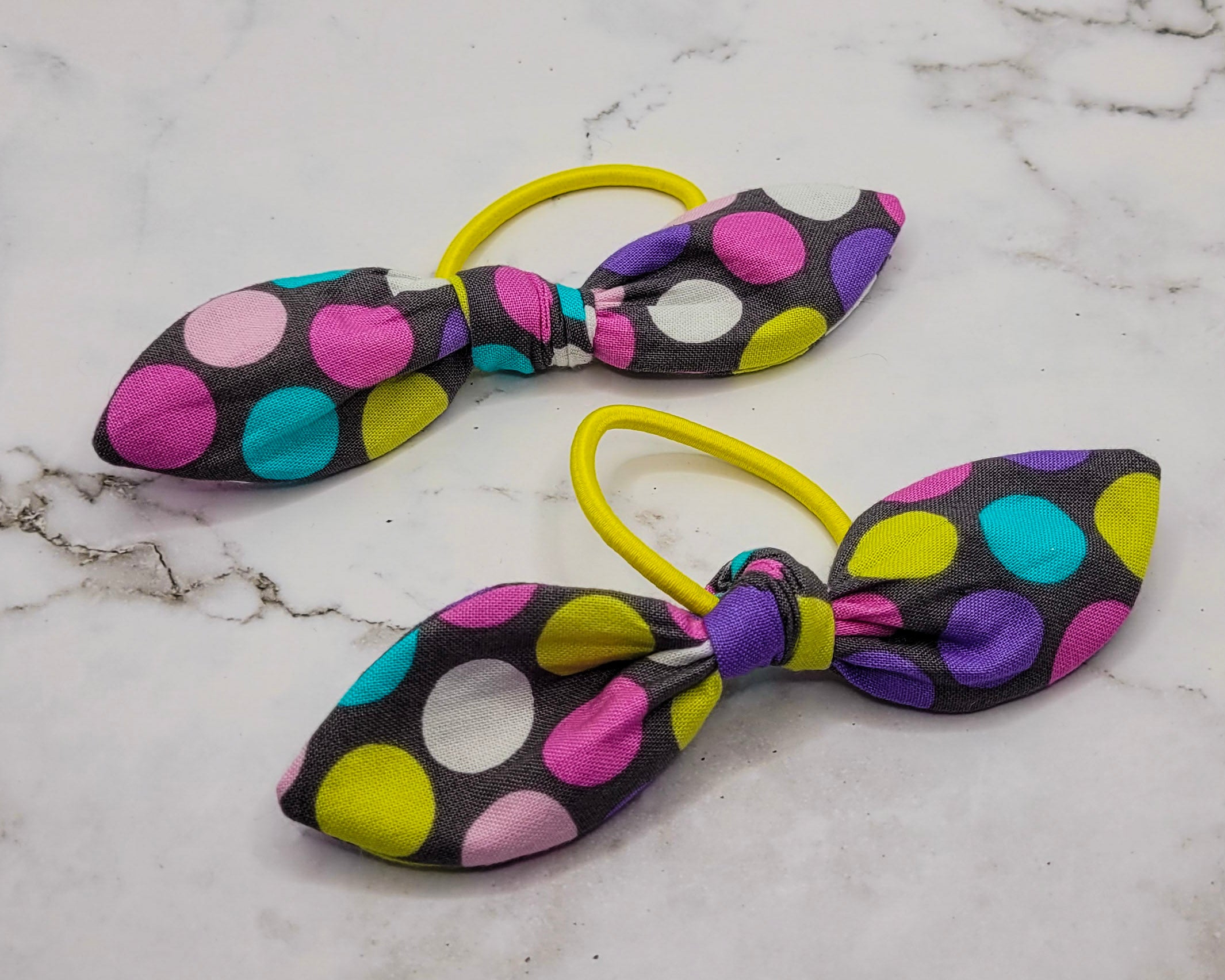Pastel Polka Dots Knot Bow Hair Elastic