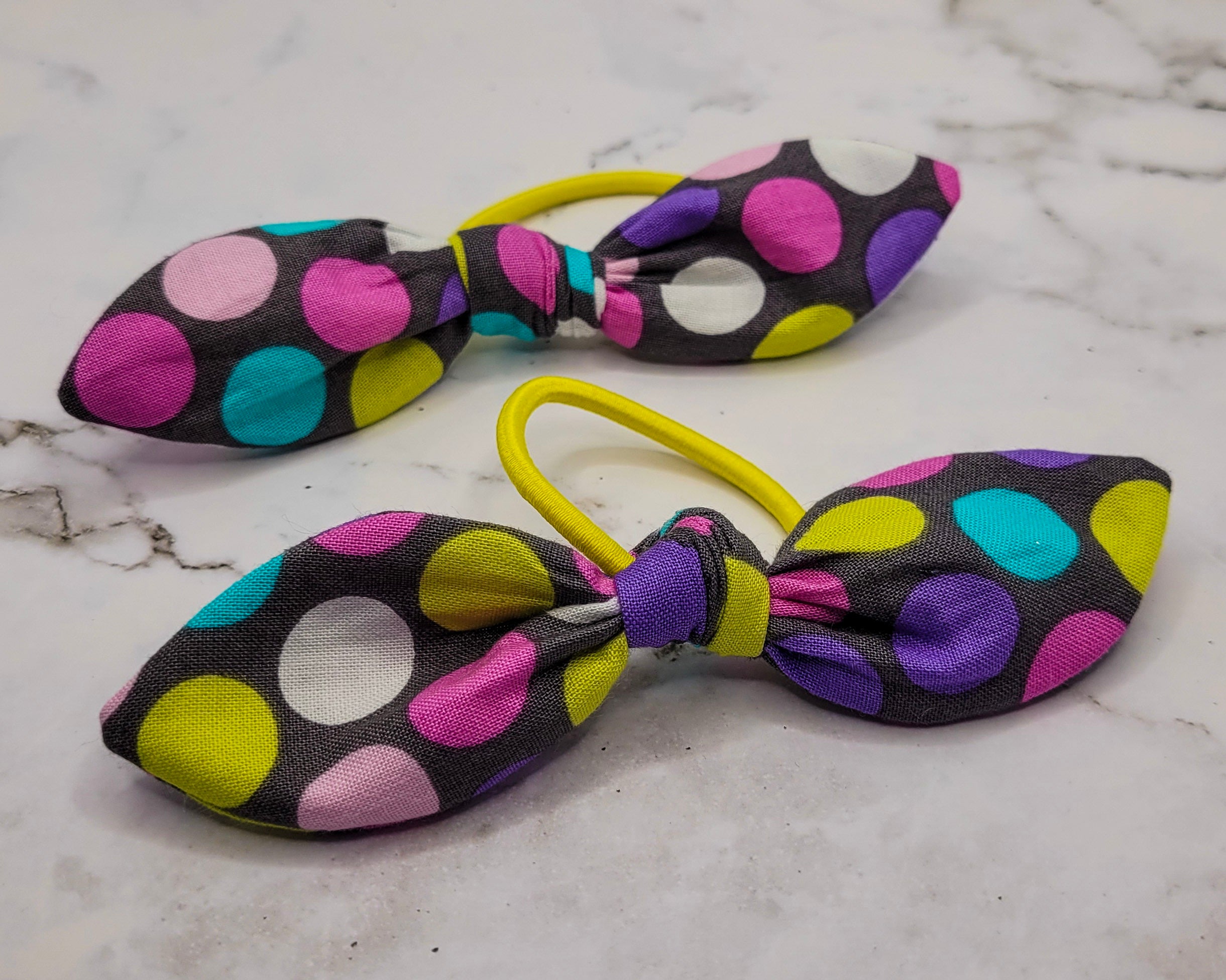 Pastel Polka Dots Knot Bow Hair Elastic