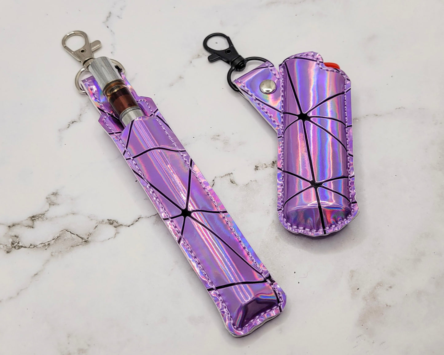 Lilac Holographic Vape & Lighter Case Set