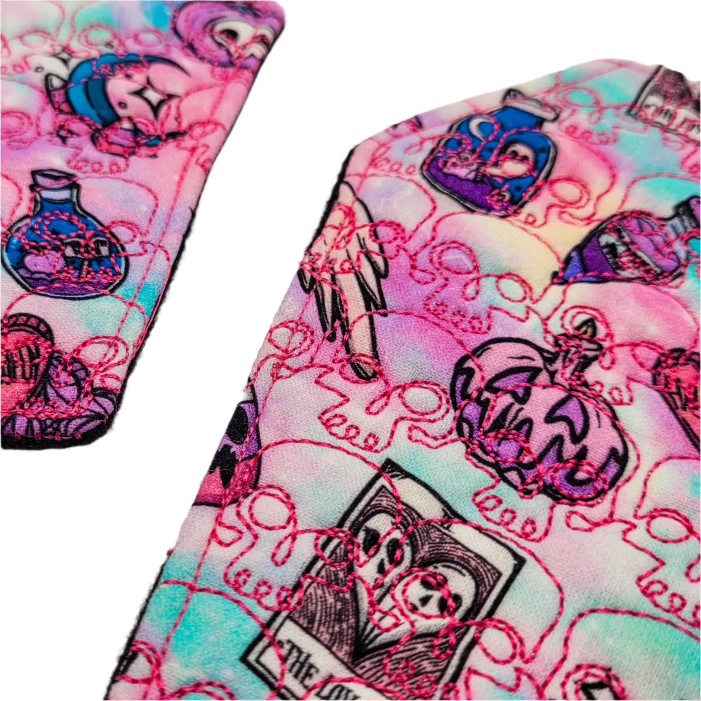 Witchy Nights Skull Embroidered Coffin-Shape Mug Rug