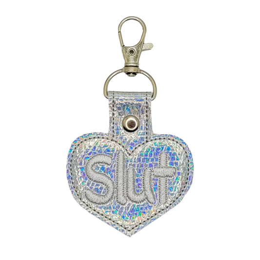 Slut Heart Embroidered Vinyl Keychain