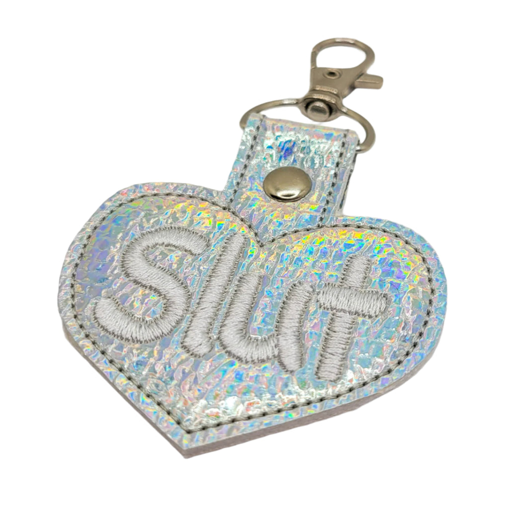 Slut Heart Embroidered Vinyl Keychain