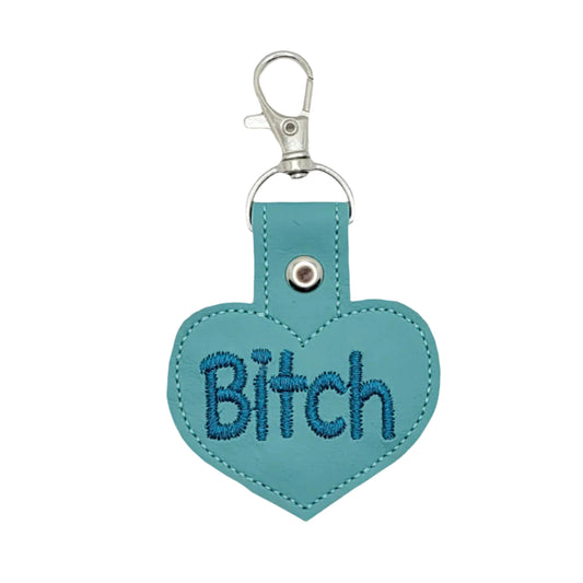 Bitch Heart Embroidered Vinyl Keychain