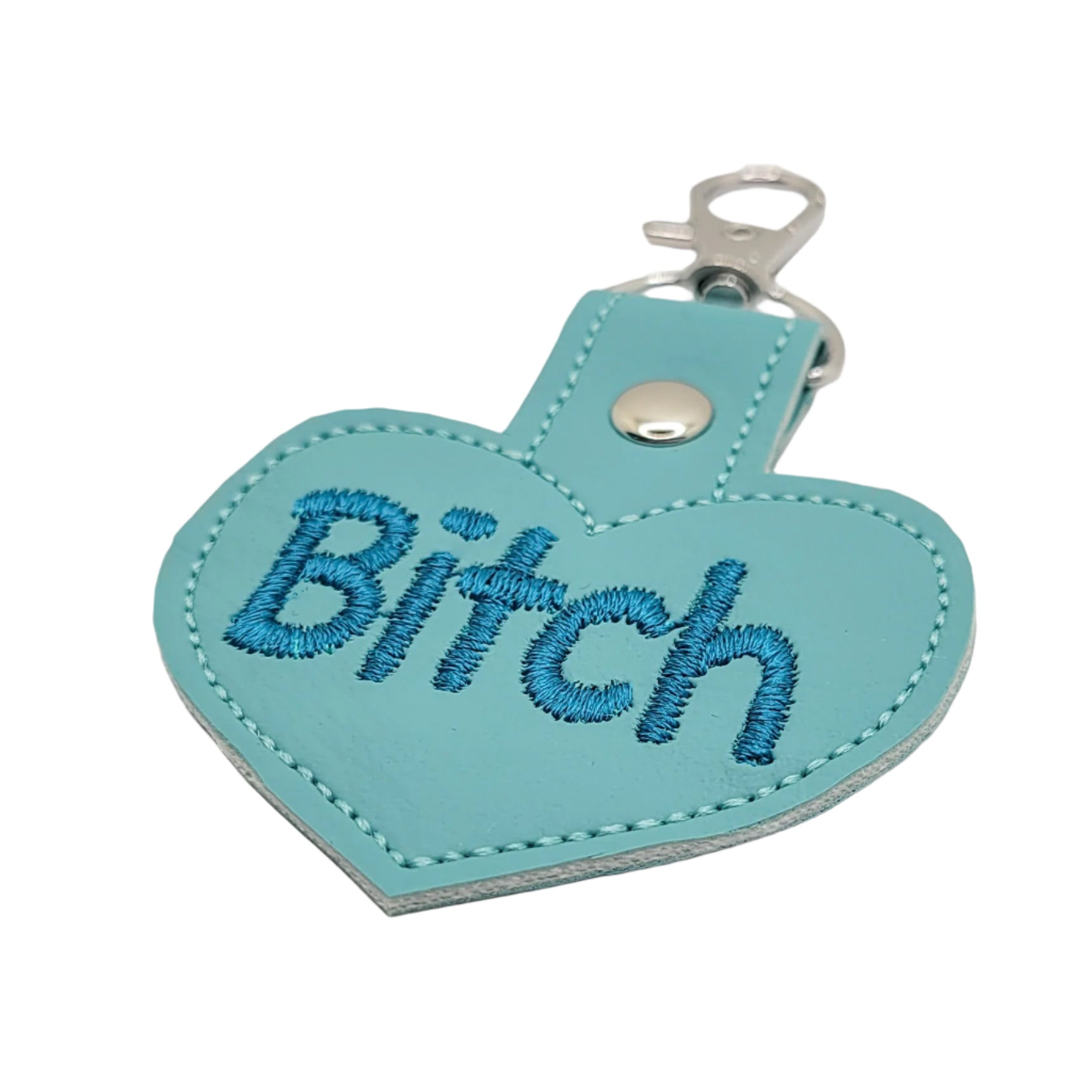 Bitch Heart Embroidered Vinyl Keychain
