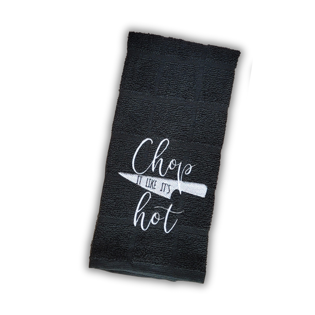 Chop It Like It's Hot Embroidered Hand & Tea Towel