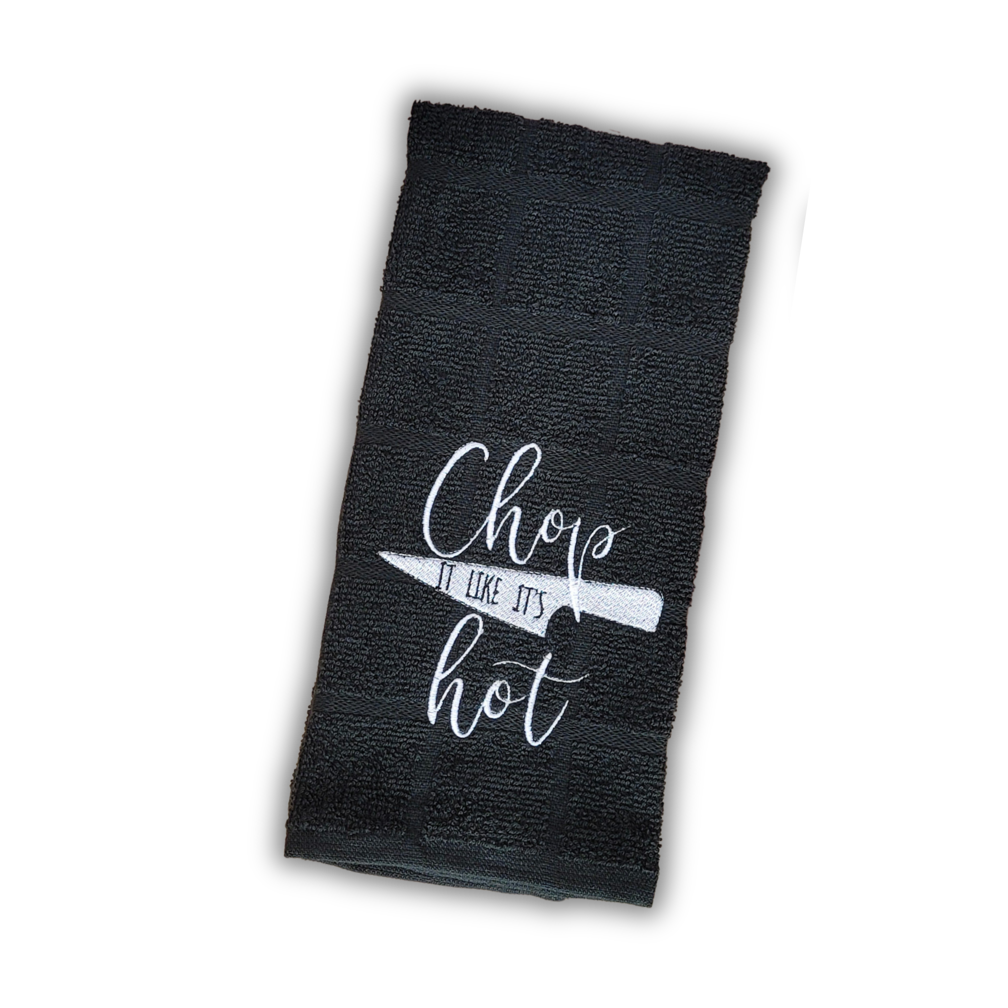 Chop It Like It's Hot Embroidered Hand & Tea Towel