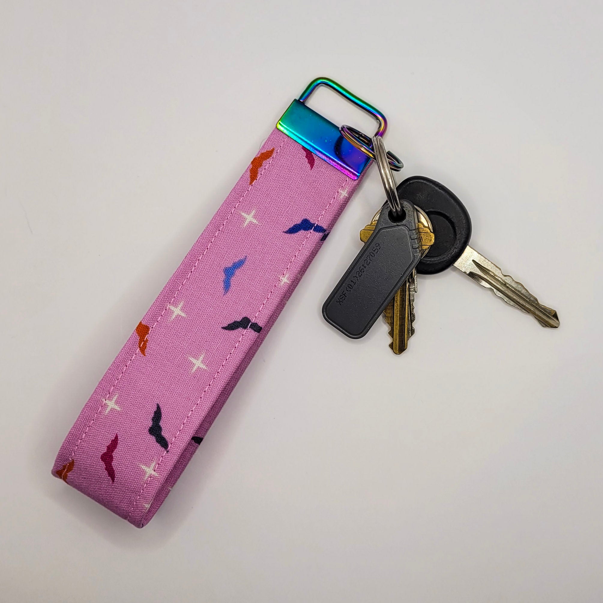 Pink Bats Wristlet Key Strap