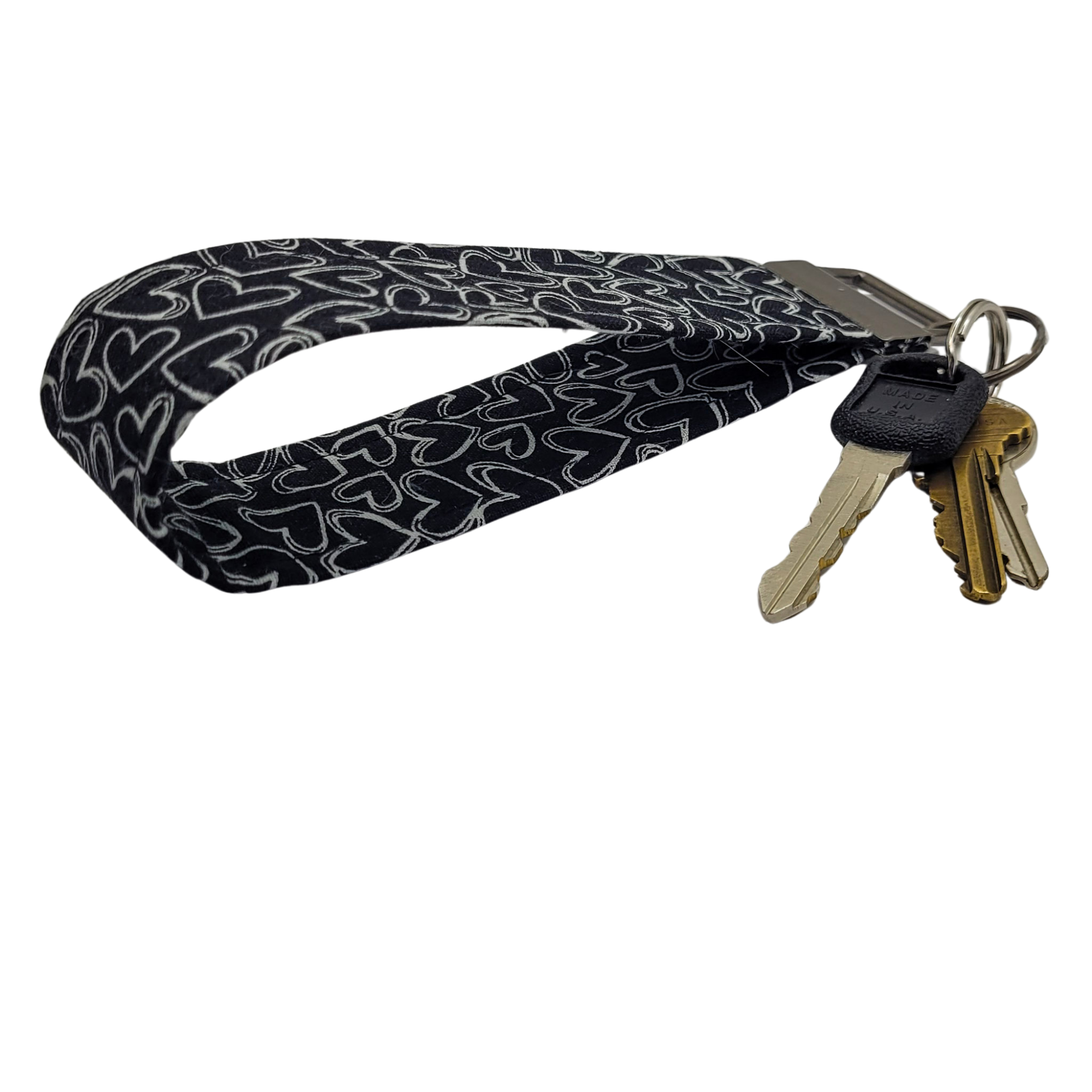 Doodle Hearts Wristlet Keychain