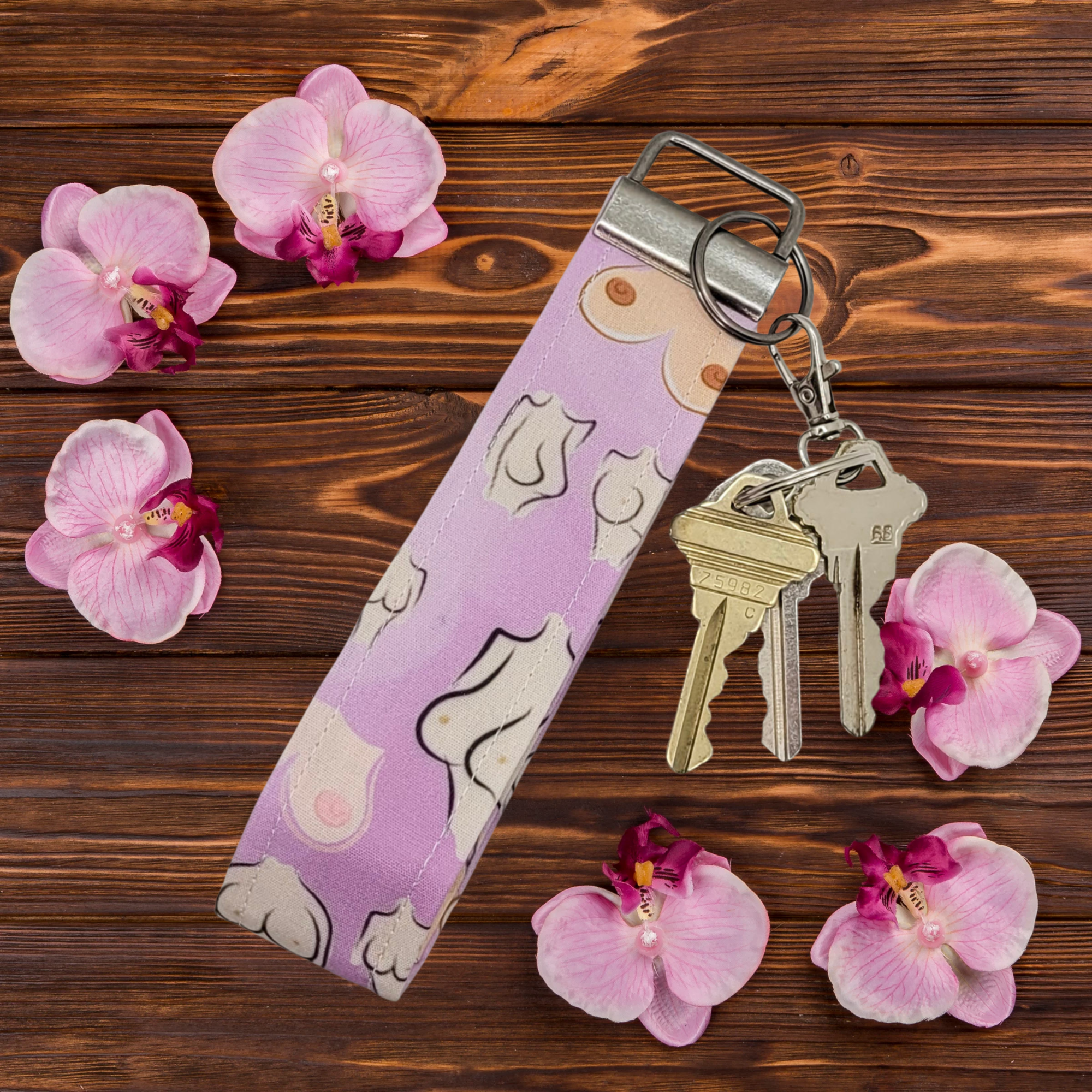 Boobies Wristlet Keychain Strap