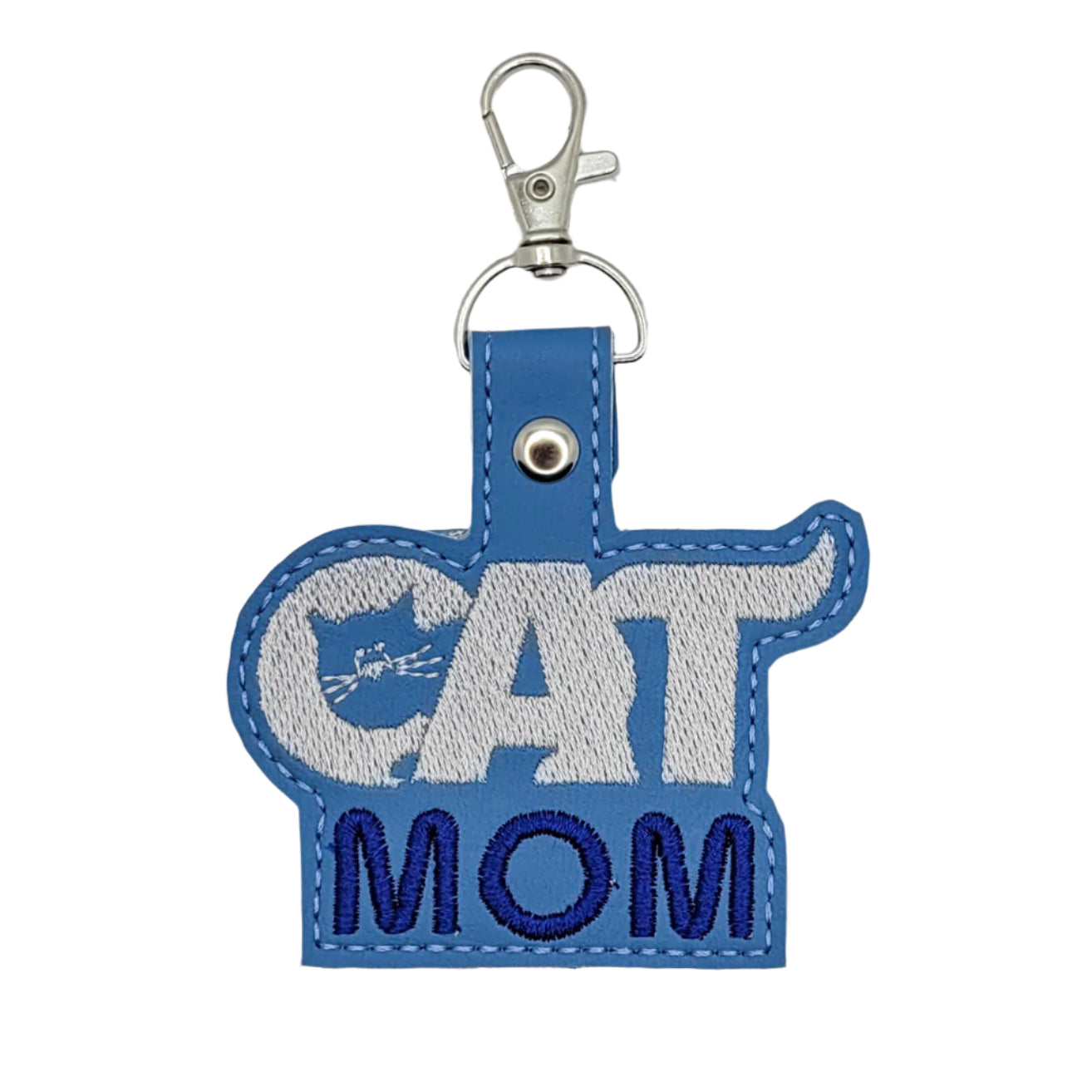 Cat Mom Vinyl Embroidered Keychain