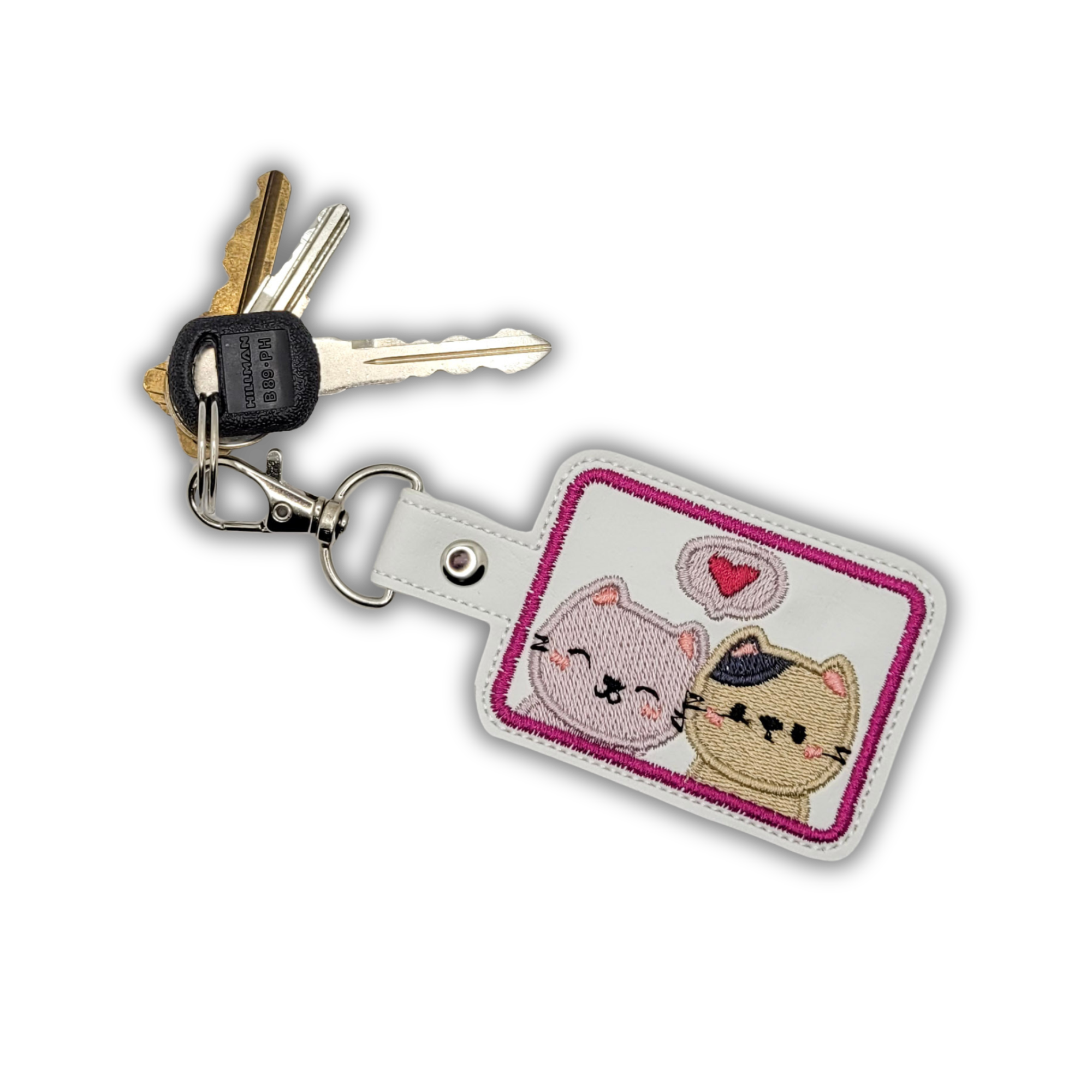 Love Cats Embroidered Vinyl Keychain