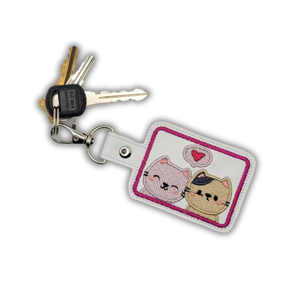 Love Cats Embroidered Vinyl Keychain