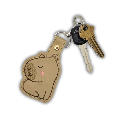 Capybara Embroidered Vinyl Keychain