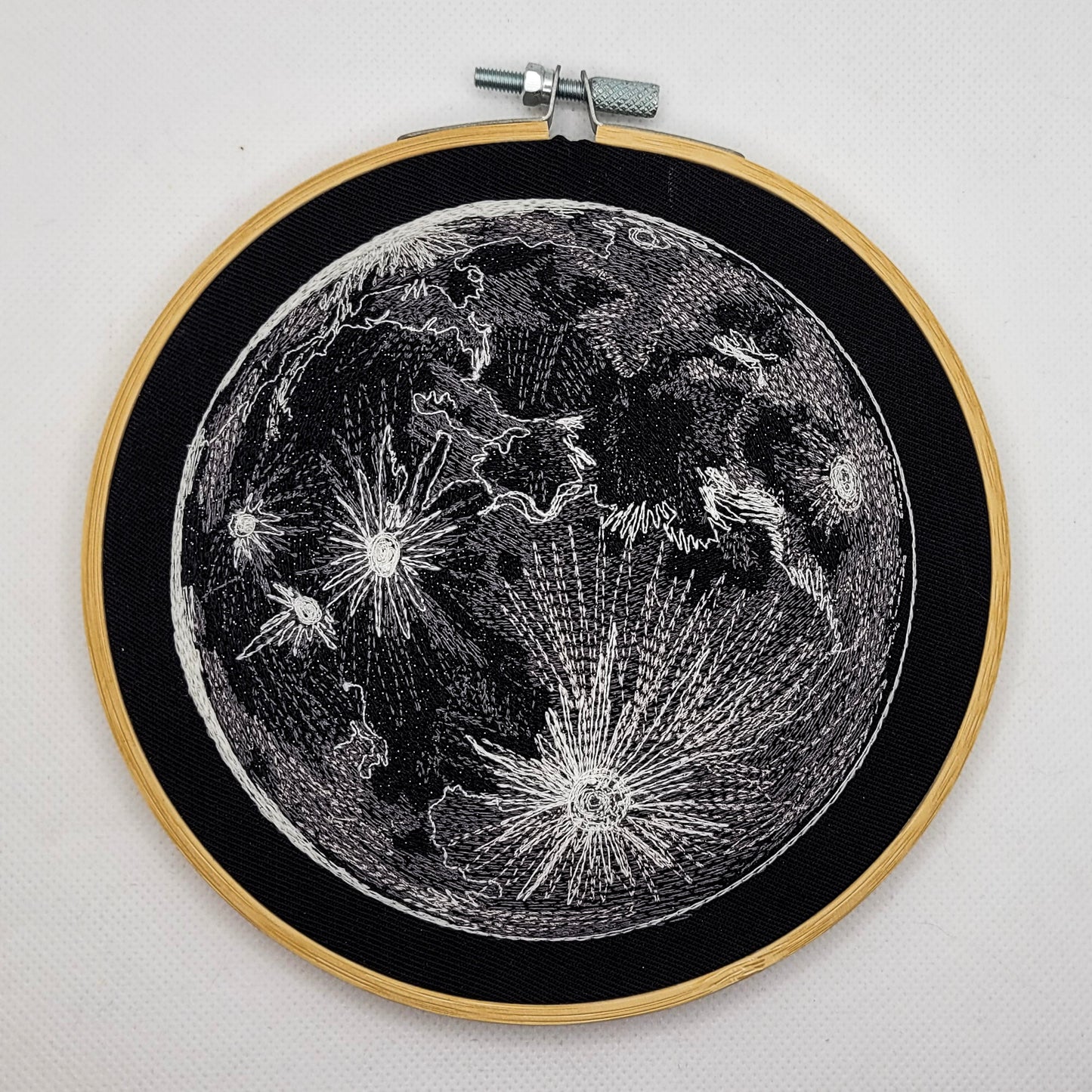 The Moon Embroidered Wall Hanging - 6" Hoop